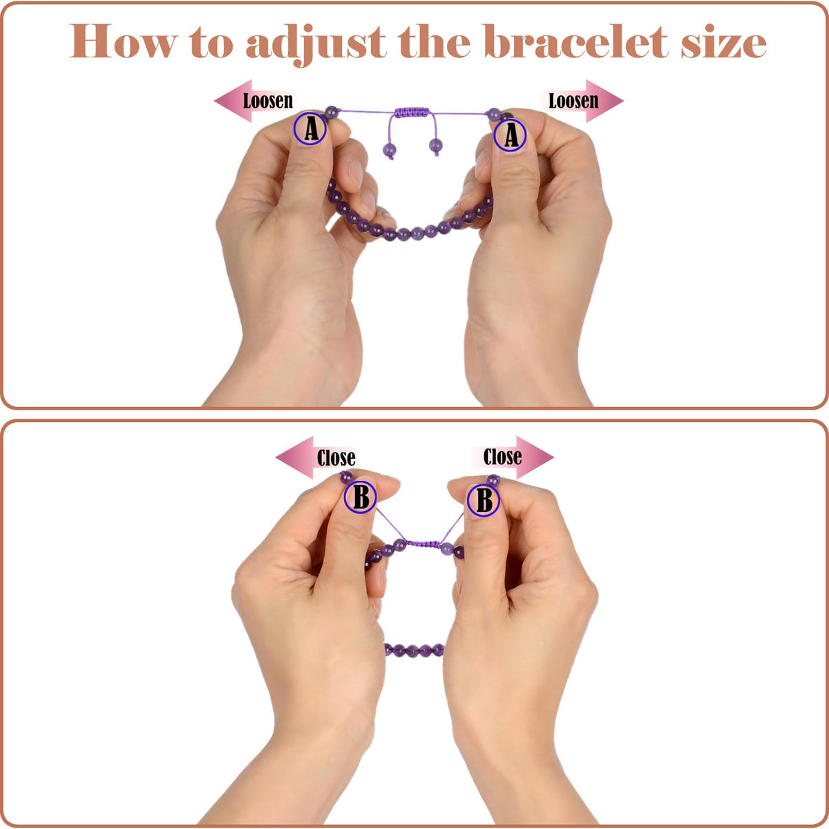 LPBeads 6mm Hematite Bracelet with Handmade Rope Bracelet Size Adjustable Natural Stone Crystal Healing Bracelets Gifts for Unisex Adults