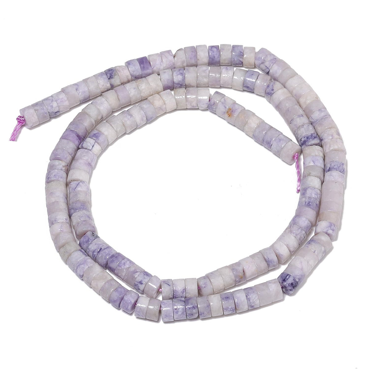 NITOPUPU 150Pcs 4×2mm Natural Purple Jade Spacer Stone Beads for Jewelry Making Supplies, Loose Semi Flat Round Gemstone Tube Beads for Bracelets DIY Crafts