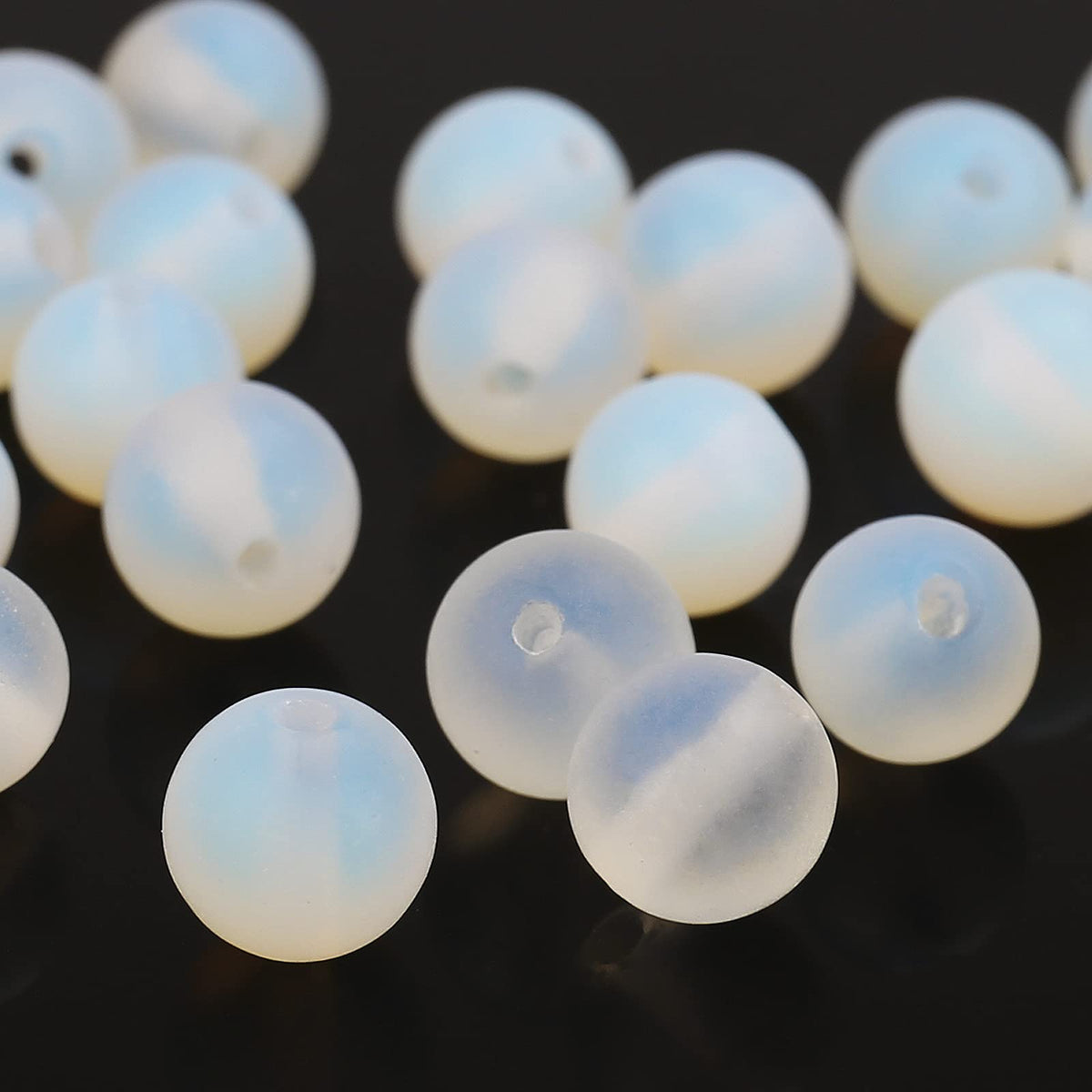 Natural Matte Opal Beads, 8MM Round Frosted Unpolished Loose Gemstone Beads for Bracelet Necklace Jewelry Making, Energy Stone Healing Power with Stretch Beading Cord