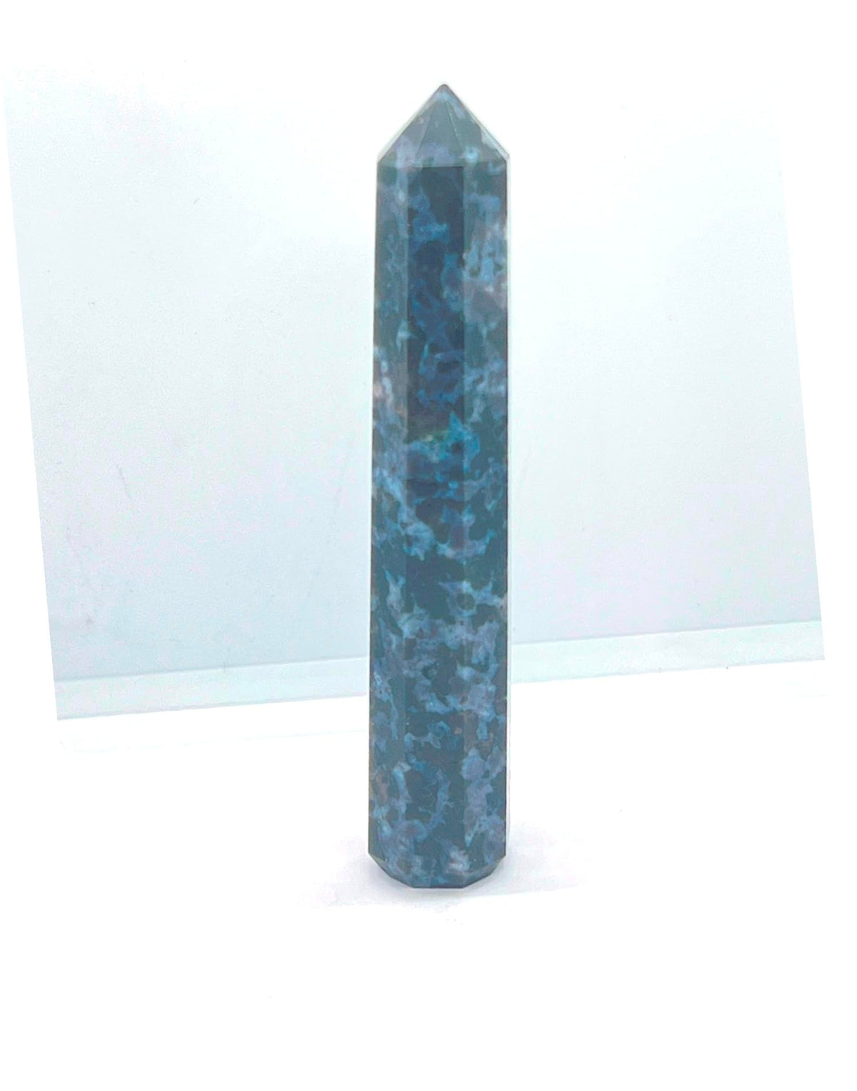 WholesaleGemShop 3 Inch Gemstones INDIGO GABBRO Obelisk Tower Jumbo Facet Aura Rock Crystal Natural Polished Earth Wand Spirit