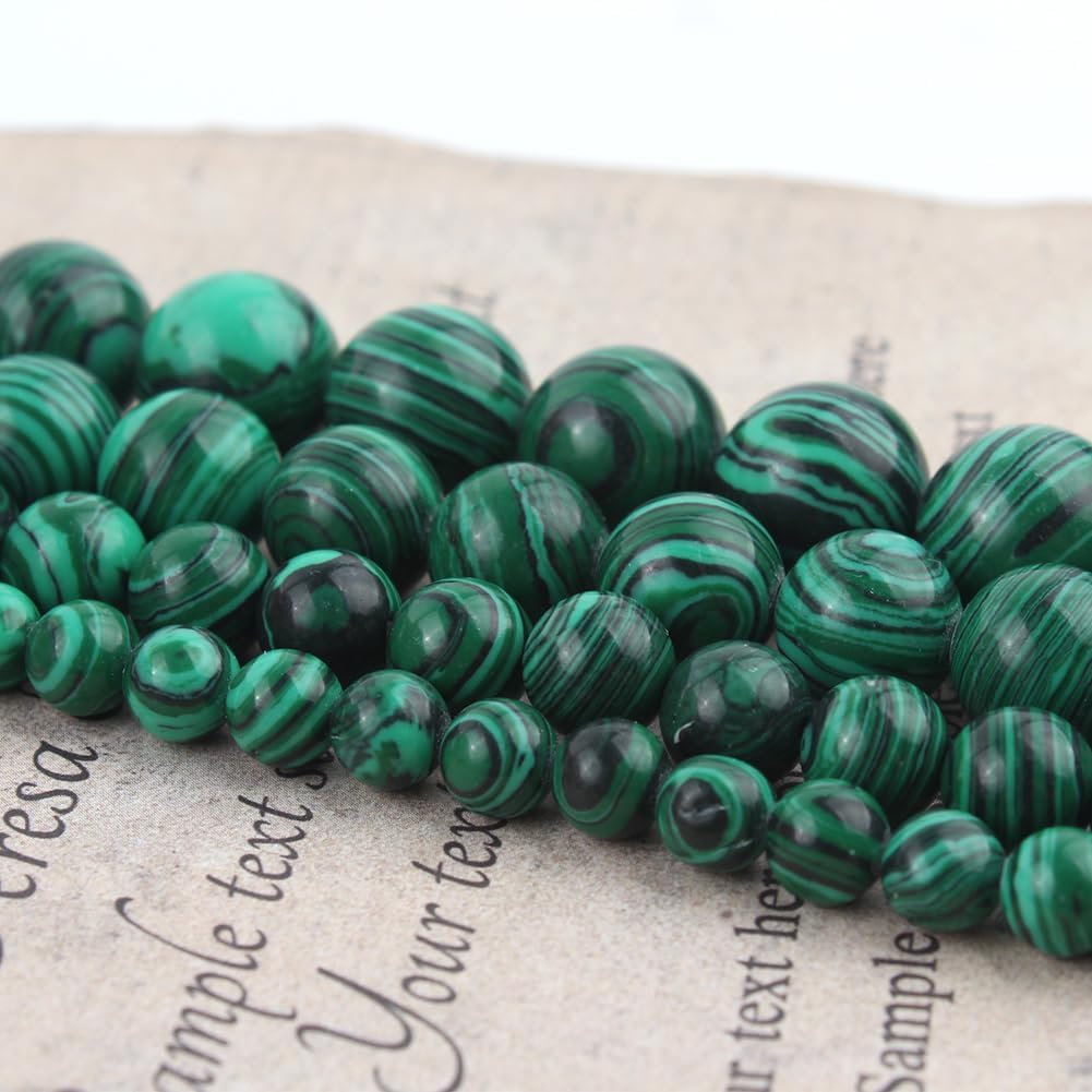 Yochus 45pcs Glossy Malachite Beads,8mm Healing Power Natural Stone Round Loose Gemstone Beads for Jewelry Making Earring Necklace DIY Crafts