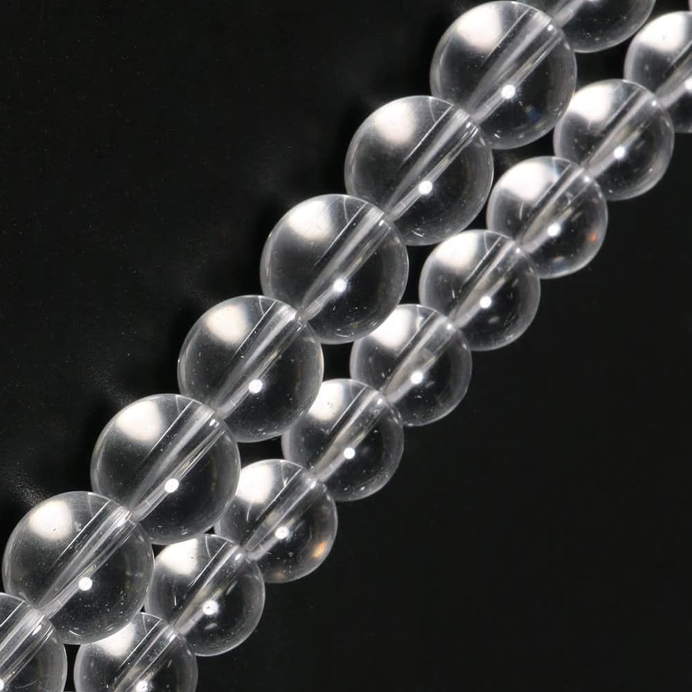 Yochus 60pcs Clear Quartz Stone Beads,6mm Healing Power Natural Stone Round Loose Beads for Jewelry Making Earring Necklace DIY Crafts