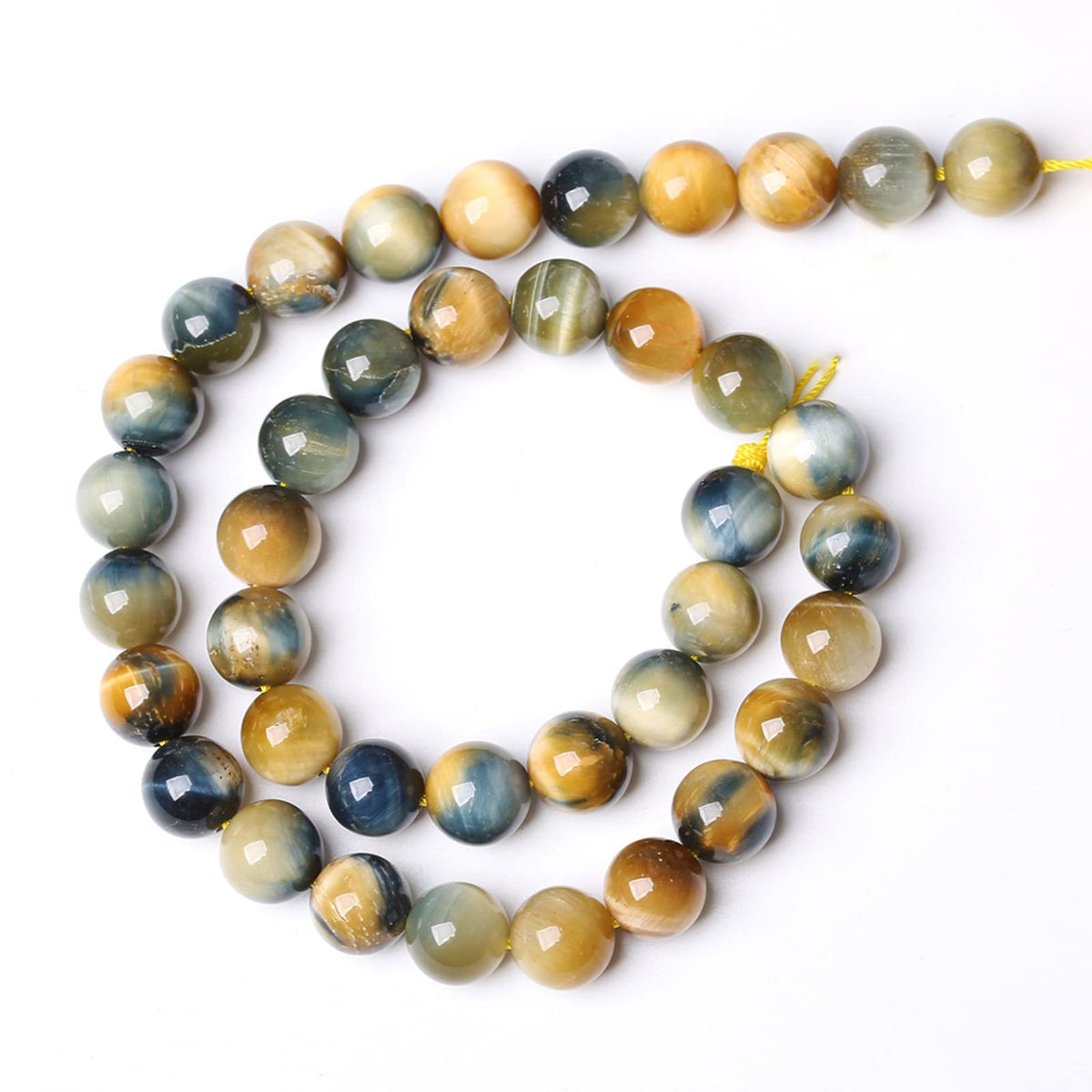 12mm 32PCS Natural Stone Dreamlike Blue Tiger Eye Beads for Jewelry Making DIY Bracelet
