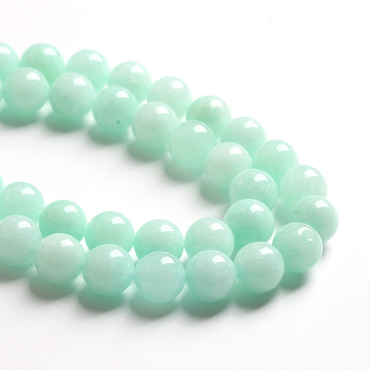 75PCS 10MM Natural Stone Amazonite Chalcedony Loose Beads for Jewelry Making DIY Bracelet Necklace 2 Strands