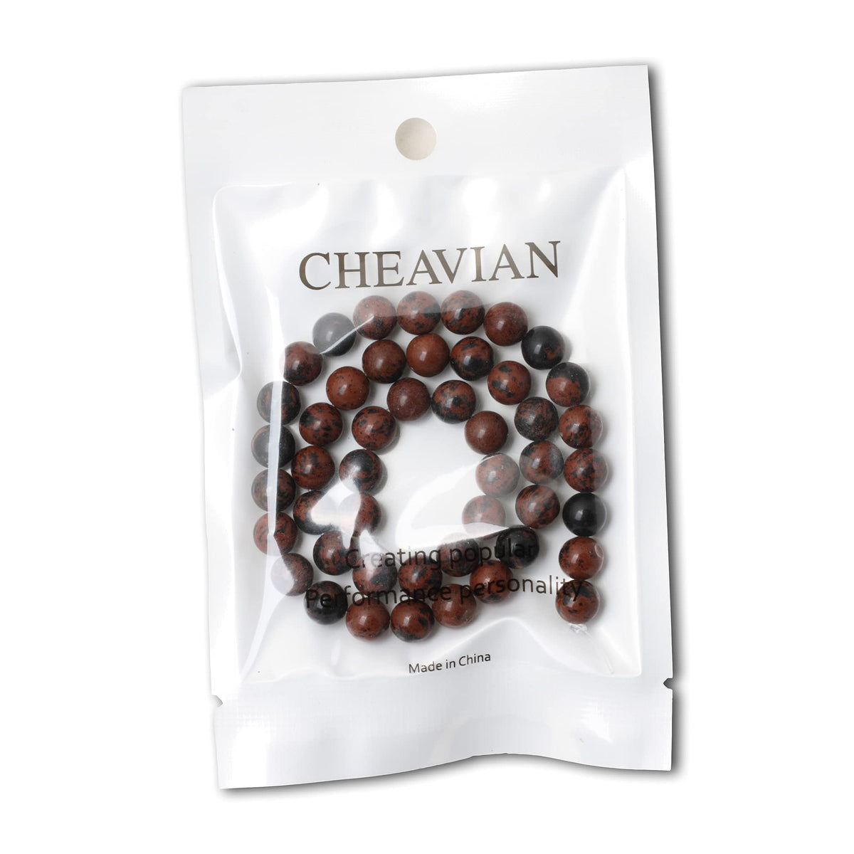 CHEAVIAN 45PCS 8mm Natural Mahogany Obsidian Stone Round Loose Beads for Jewelry Making 1 Strand 15"