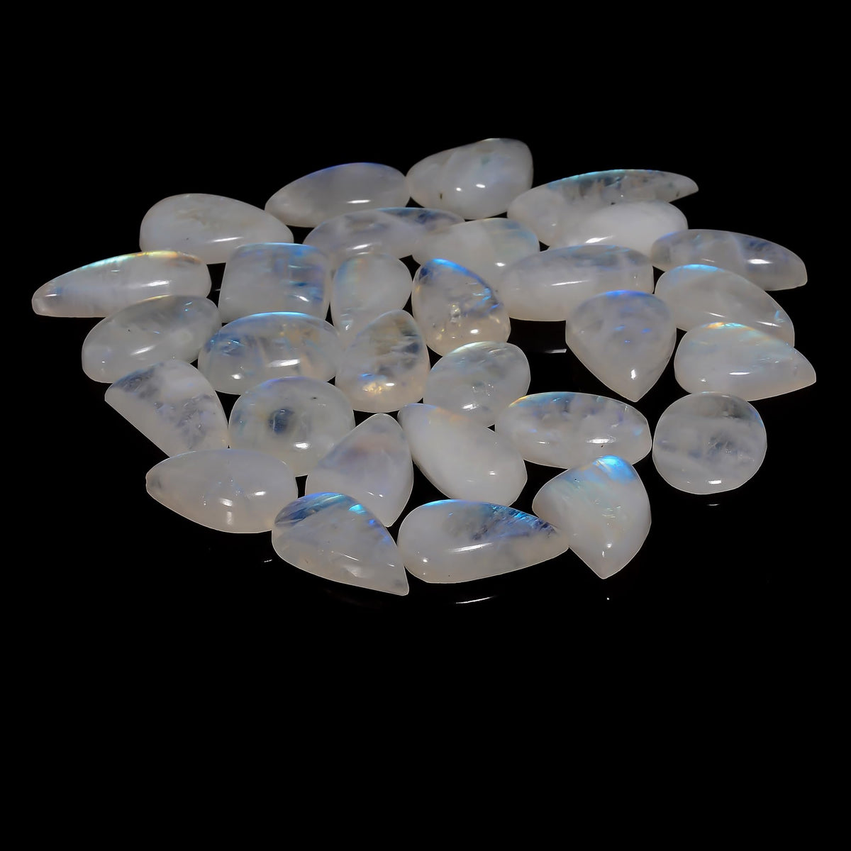 Natural Moonstone Gemstone- Healing Crystals for DIY -Loose Natural Cabochon -Perfect for Crafting Jewelry (5 pcs, 15-25mm)