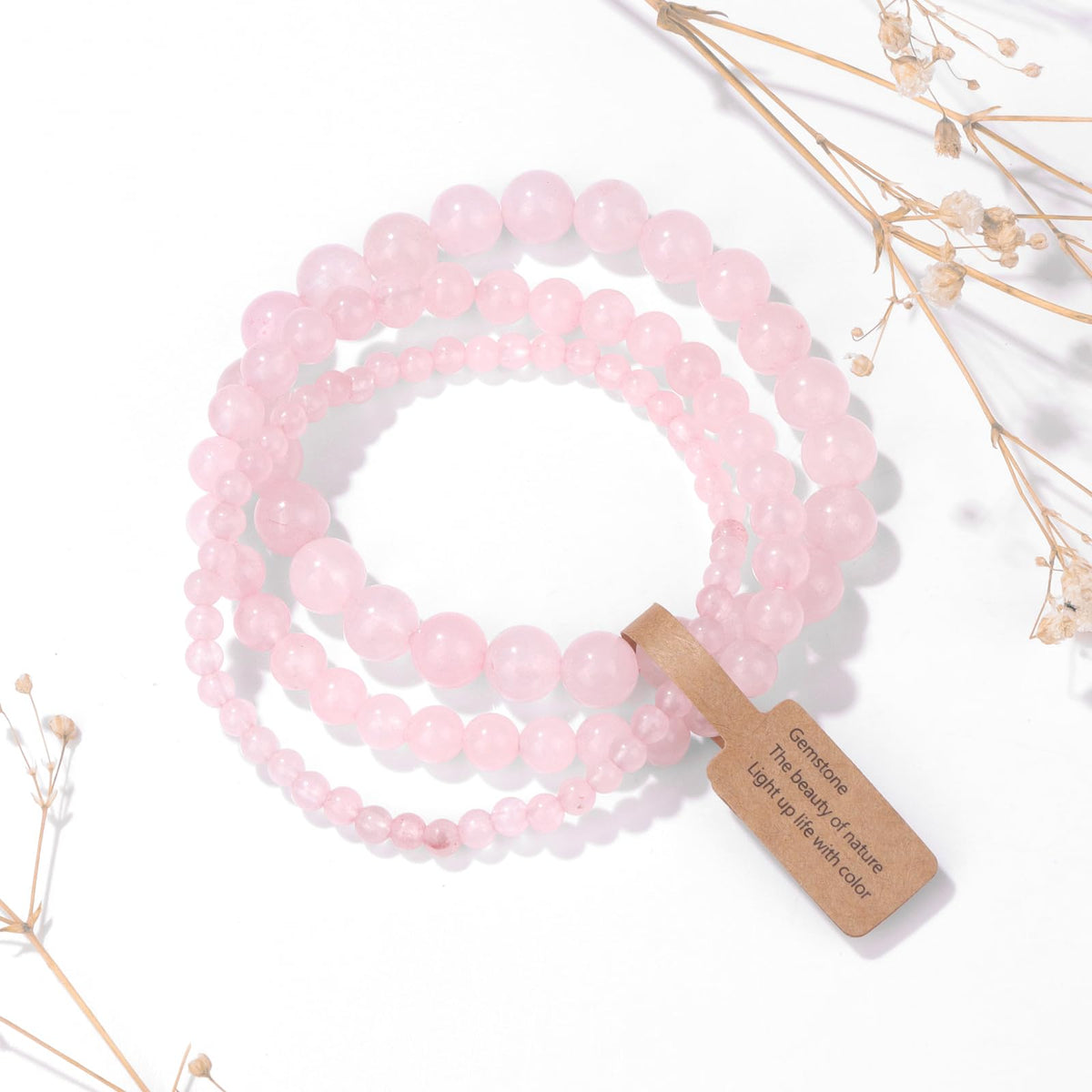 Risyfjew 3 PCS Healing Crystal Bracelets for Women 8mm Natural Stone Beaded Stretch Bracelet Amethyst Jewelry Gifts
