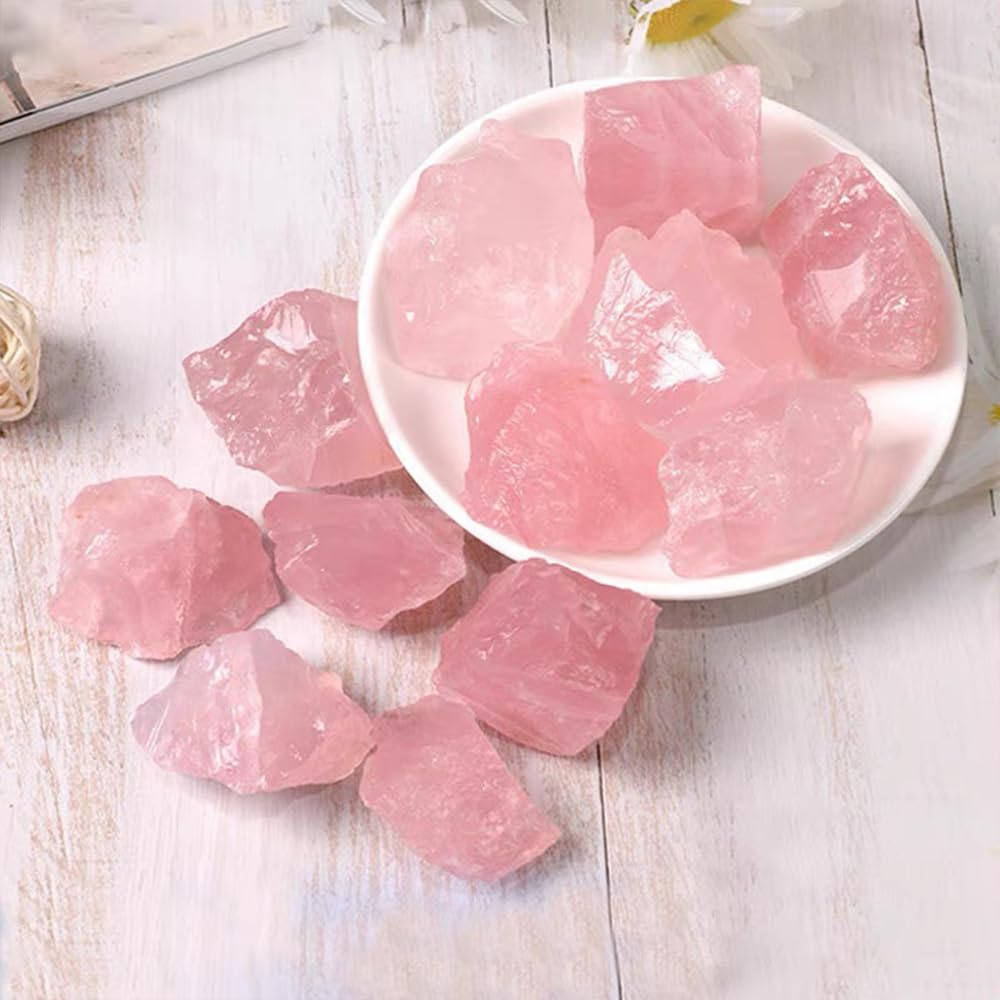 2PCS Natural Raw Stone Healing Crystals Bulk Healing Gemstones for Reiki Tumbling Fountain Rocks Meditation Garden Home Decor (Rose Quartz)