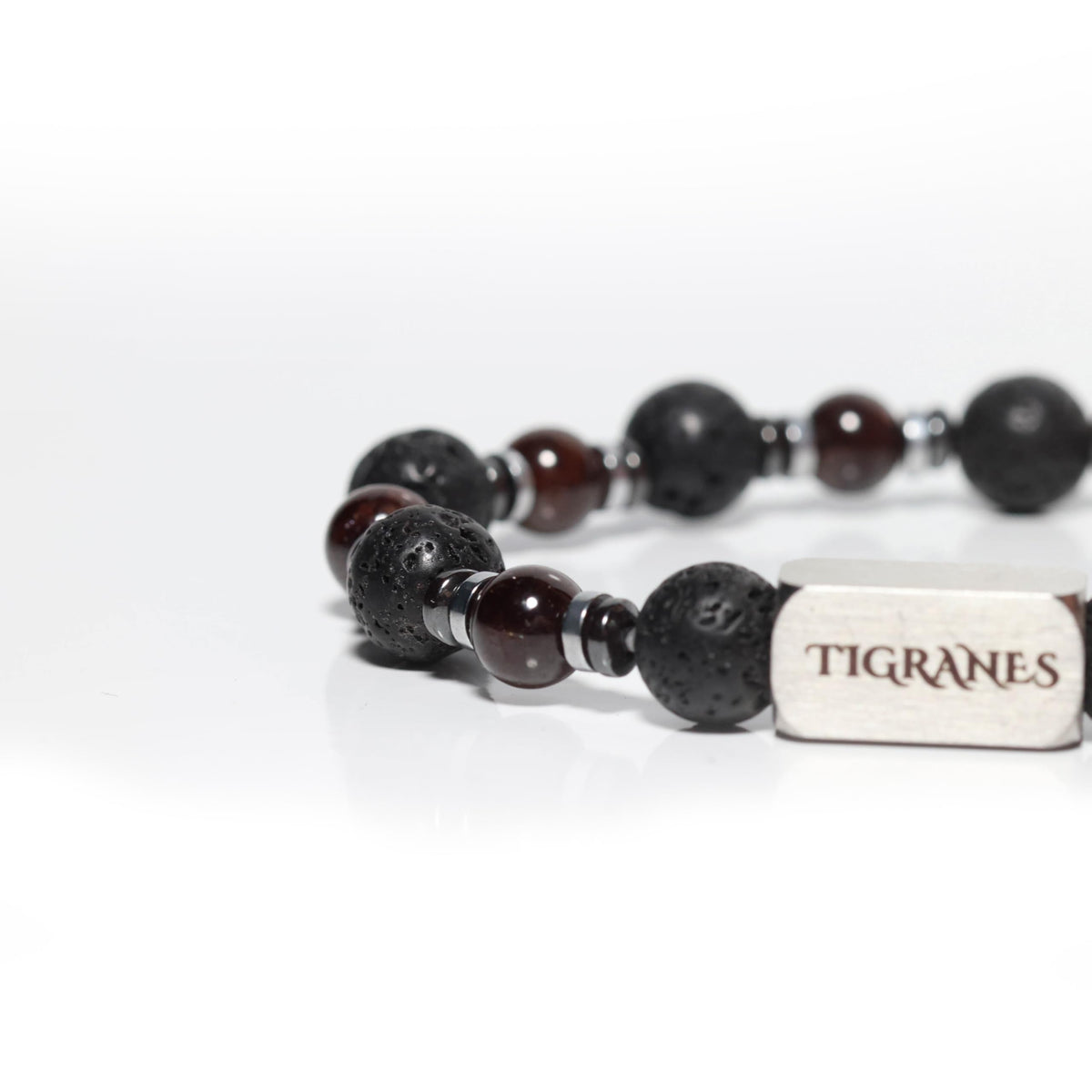 Tigranes Red Garnet and Lava Stone Bracelet – Handmade Natural Gemstone Jewelry for Men & Women – Premium Healing Energy Beads – Luxury Gift Box Included (Red Garnet)