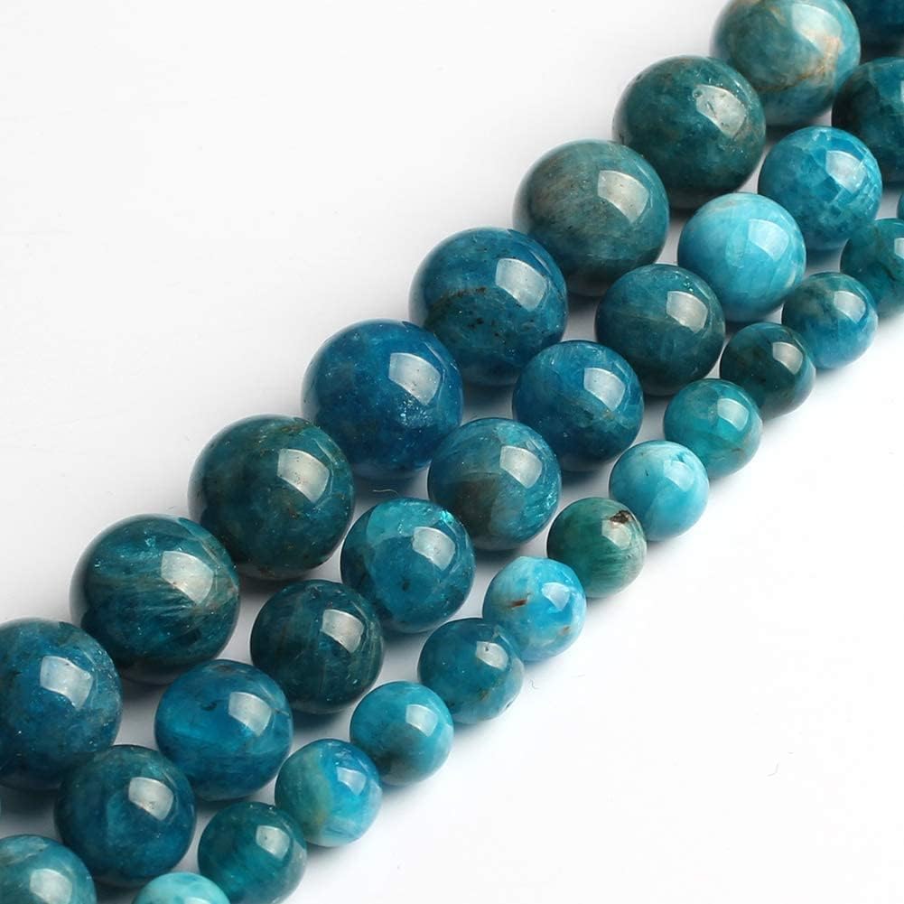 Yochus 45pcs Blue Apatite Stone Beads,8mm Healing Power Natural Stone Round Loose Beads for Jewelry Making Earring Necklace DIY Crafts