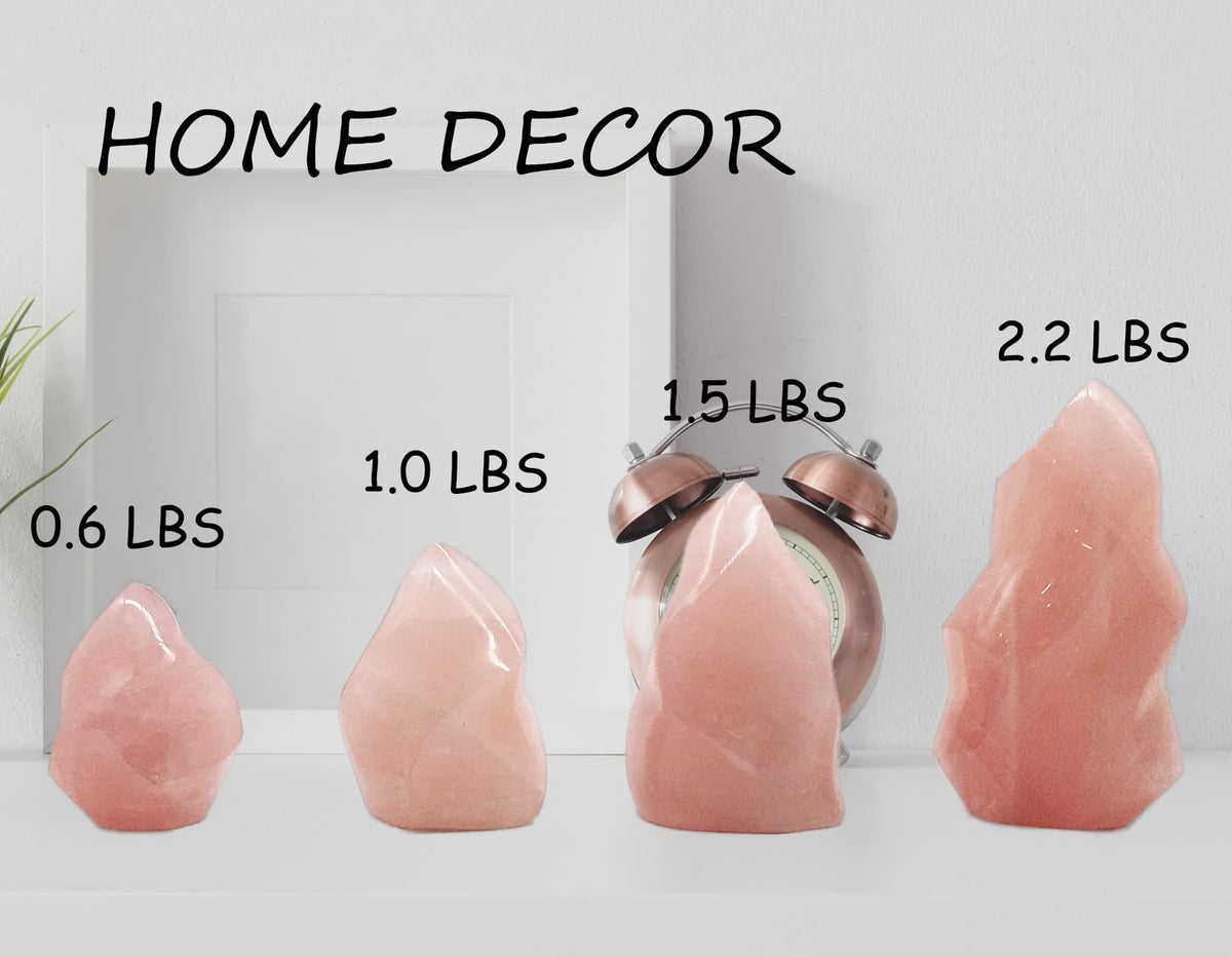 AMOYSTONE Rose Quartz Crystal Stones Energy Flame Tower Chakra Healing Stone Home Decoration 0.6-1.0LB