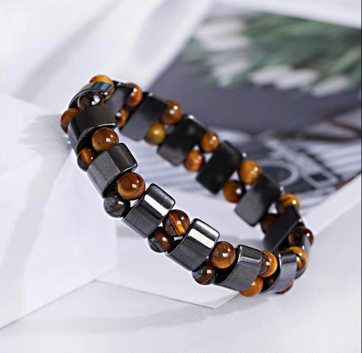 TUBIANCA Tiger Eye & Hematite Bracelet for Men & Women – Double Strength Natural Stone Protection Bracelet – Anniversary, Birthday, Mother’s Day & Father’s Day Gift