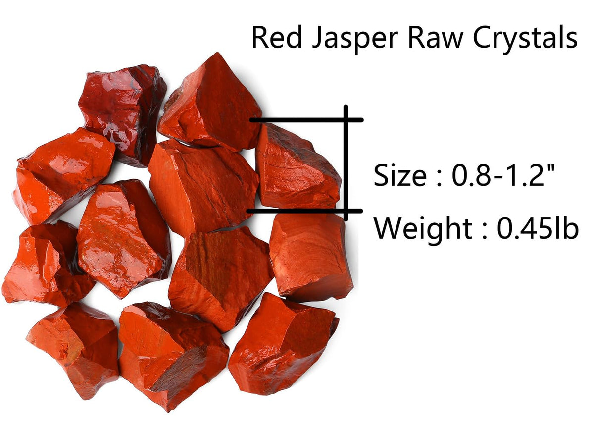 QINJIEJIE 0.9Lbs Red Jasper Raw Crystals Natural Rough Stones Bulk Large 1" Rocks Wholesale Reiki Healing Gemstones Decorative Fountain Rocks for Tumbling Cabbing Polishing Wire Wrapping Wicca