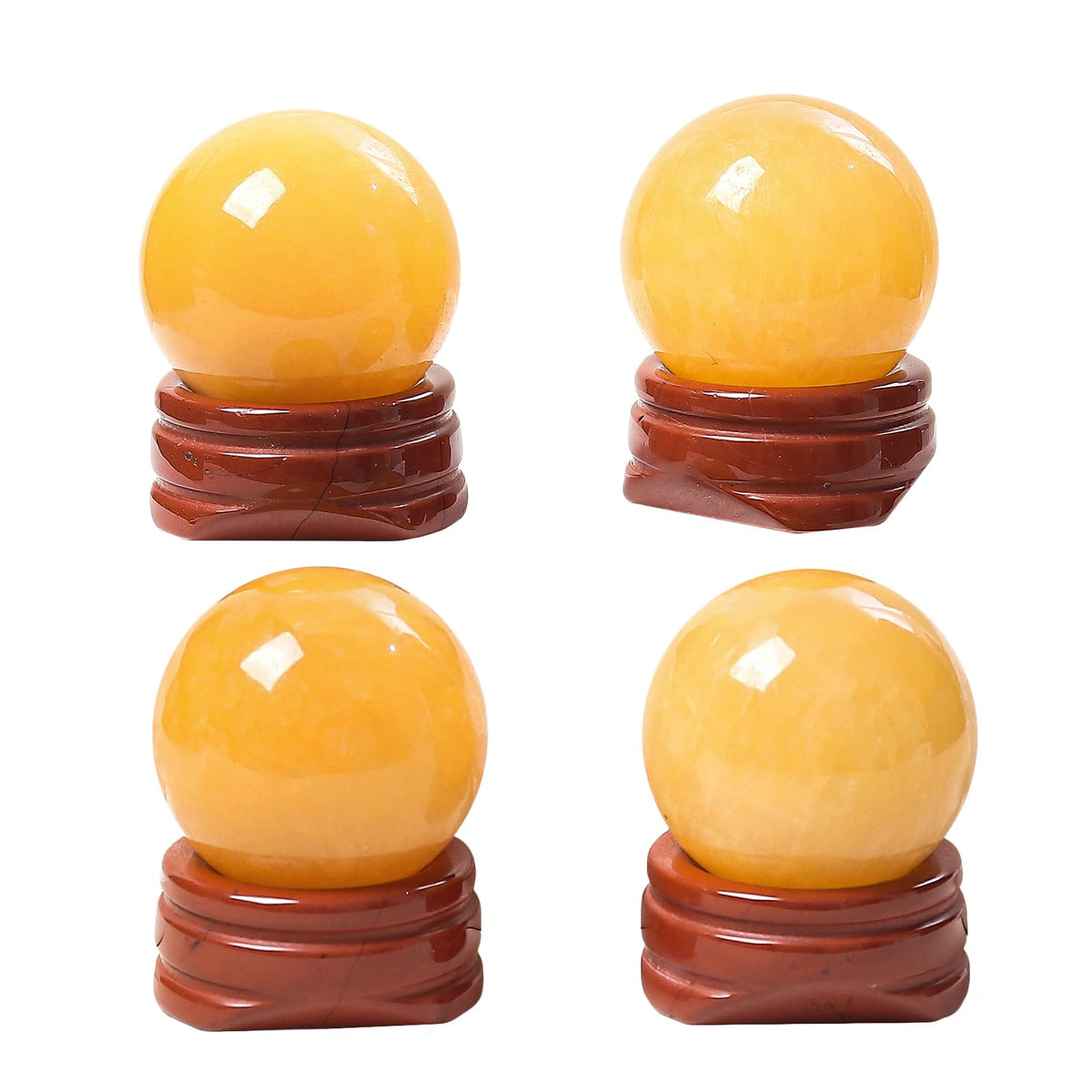Casaper Natural Yellow Jade Ball with Red Jasper Stand, Healing Crystal Sphere for Home Fengshui Yoga Meditation, Reiki Energy Balancing 1.18”(30mm)