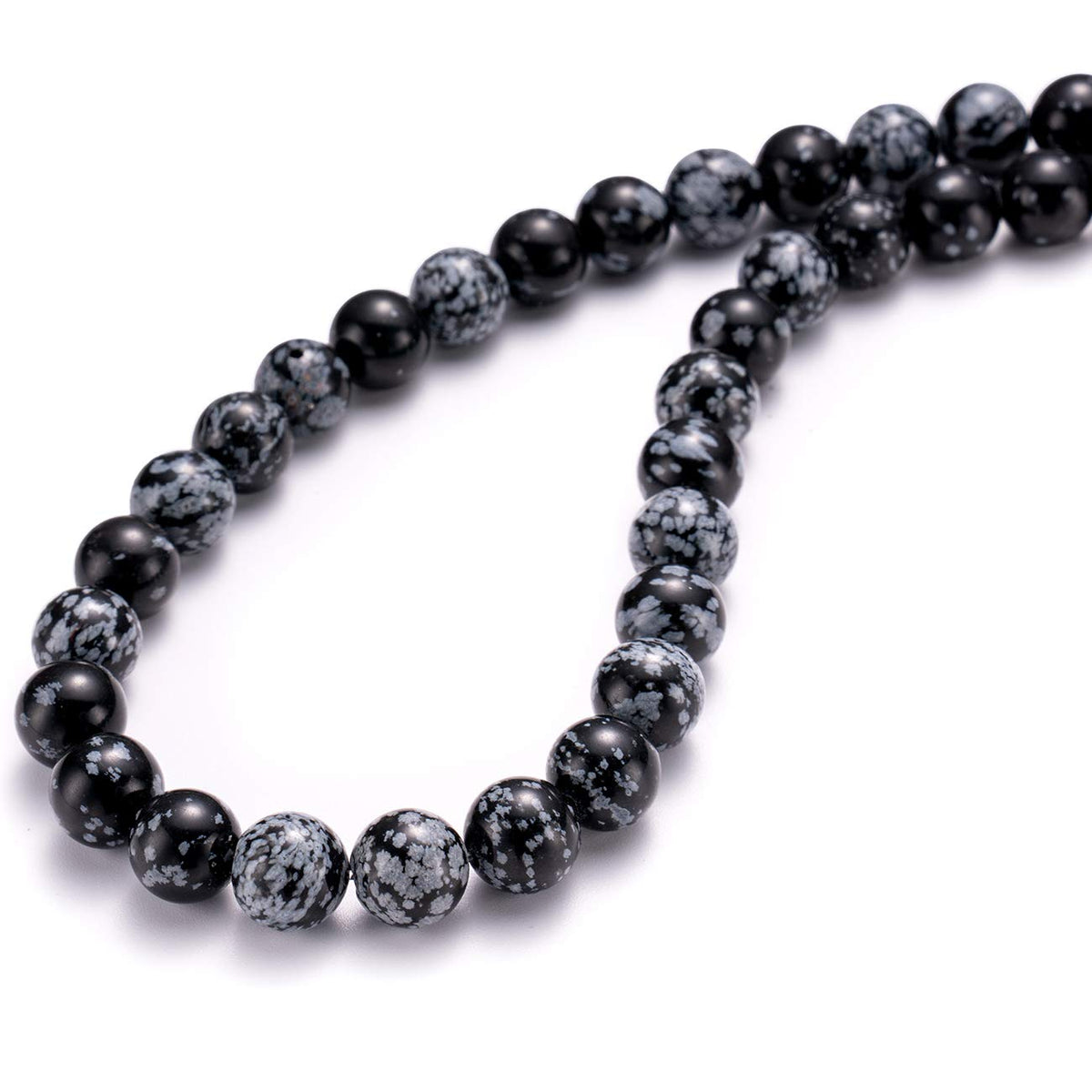 BEADIA Natural Snowflake Obsidian Stone Round Loose Semi Gemstone Beads for Jewelry Making 10MM 38PCS