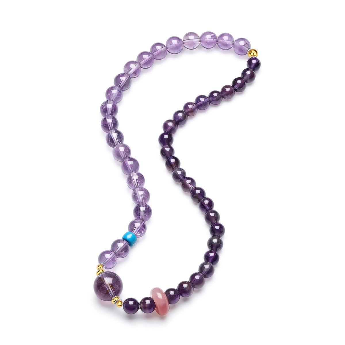 ZHOU LIU FU Sterling Silver Beaded Bracelets Natural Lucky Purple Gemstone Stretch Bracelet Circular Agate Beads Dainty Jewelry for Women Mom Daughter Birthday Anniversary 13.4"/34CM J1922133