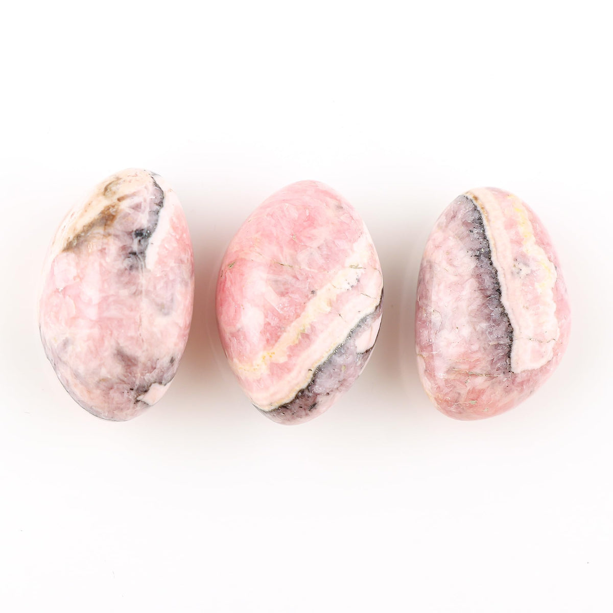 CRYSTALINES (3pcs) AAA Grade Natural Pink Rhodochrosite Gemstone, Wholesale Polished Tumbled Stones, DIY-Crafts, Jewelry Making, Chakra Healing Crystals, Gem Collection