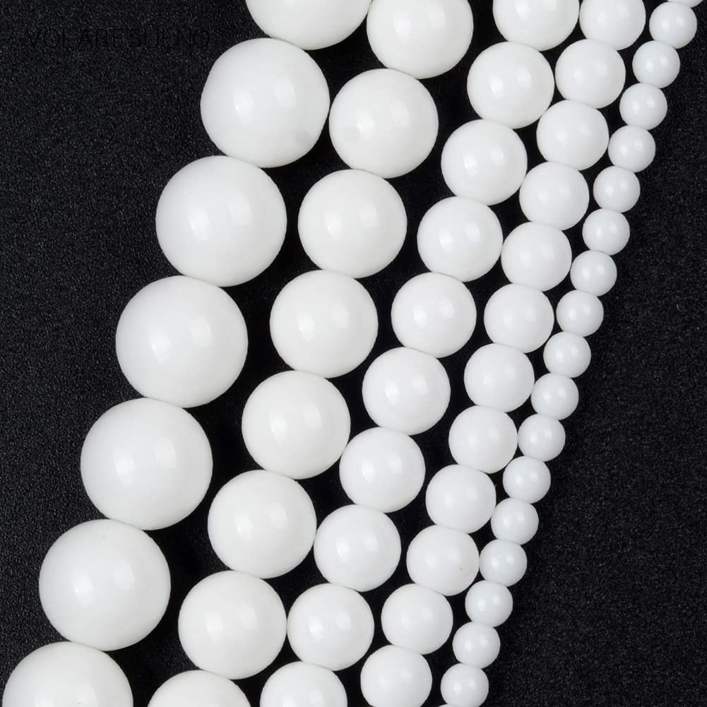 12mm 30pcs Howlite Turquoises Natural Stone Jewelry Findings Pendants Charms Loose Spacer Necklace Tassel Earrings Crystal Dangle Component Bracelet Making DIY (12mm, White)