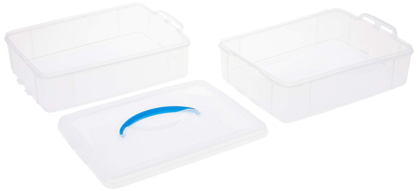Snapware Snap 'N Stack Portable Storage Bin for Tools and Craft Storage, 14.1 x 10.5-Inch Clear BPA-Free Container, Tool Box with Stackable Trays, Microwave, Freezer and Dishwasher Safe