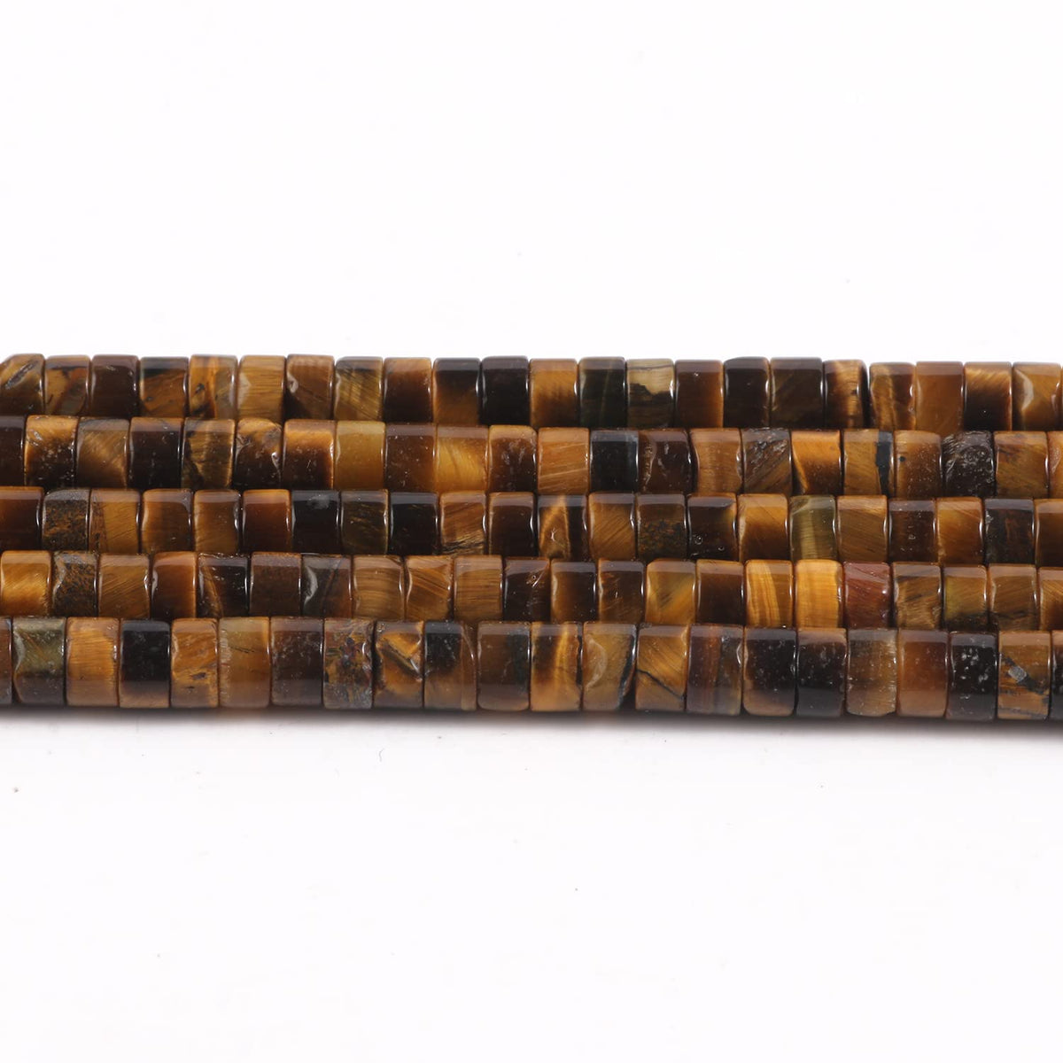 NITOPUPU 150Pcs 4×2mm Natural Yellow Tiger Eye Spacer Stone Beads for Jewelry Making Supplies, Loose Semi Flat Round Gemstone Tube Beads for Bracelets DIY Crafts