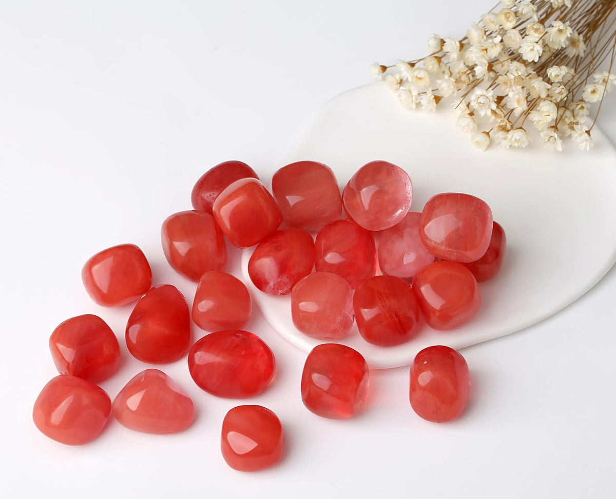 MAIBAOTA Watermelon Stones Bulk Natural Polished Crystals Tumbled Stones Crystal Rocks Natural Gemstones Vase Filler Decorative Stones 200 Gram