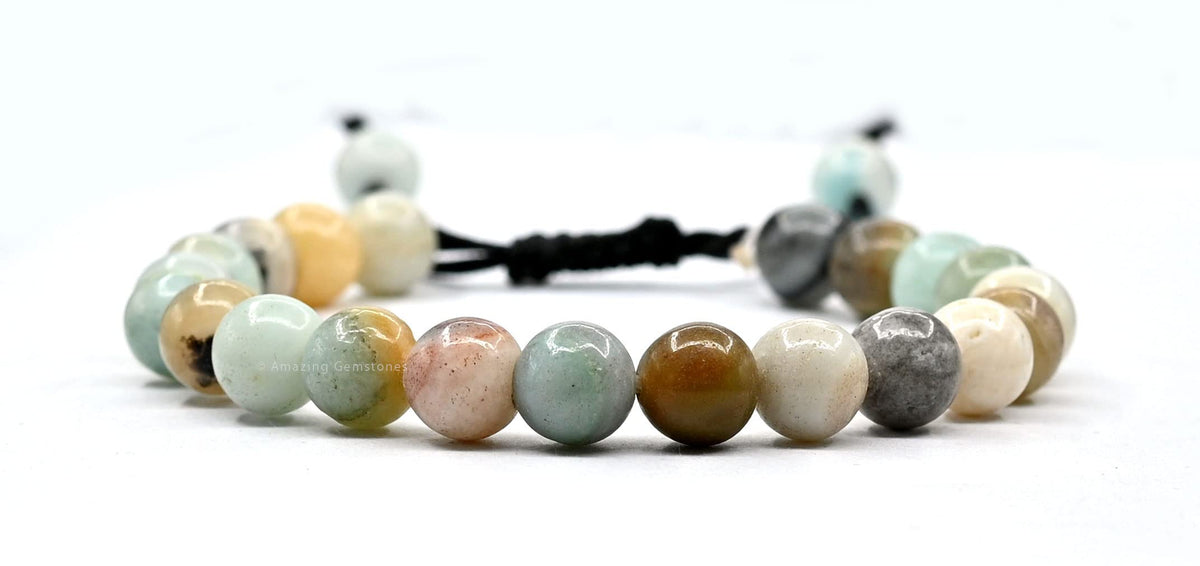 Amazing Gemstone Max Amazonite Bracelet for Women Men's Gifts - Protection Healing Crystal Bracelet - 8mm Gemstones Beaded Adjustable Bracelet Pulseras Para Hombres Mujer Stocking Stuffers