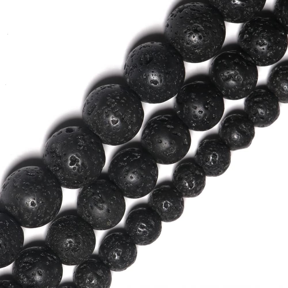 Yochus 45pcs Volcanic Rock/Black Lava Rock Beads,8mm Healing Power Natural Stone Round Loose Beads for Jewelry Making Earring Necklace DIY Crafts