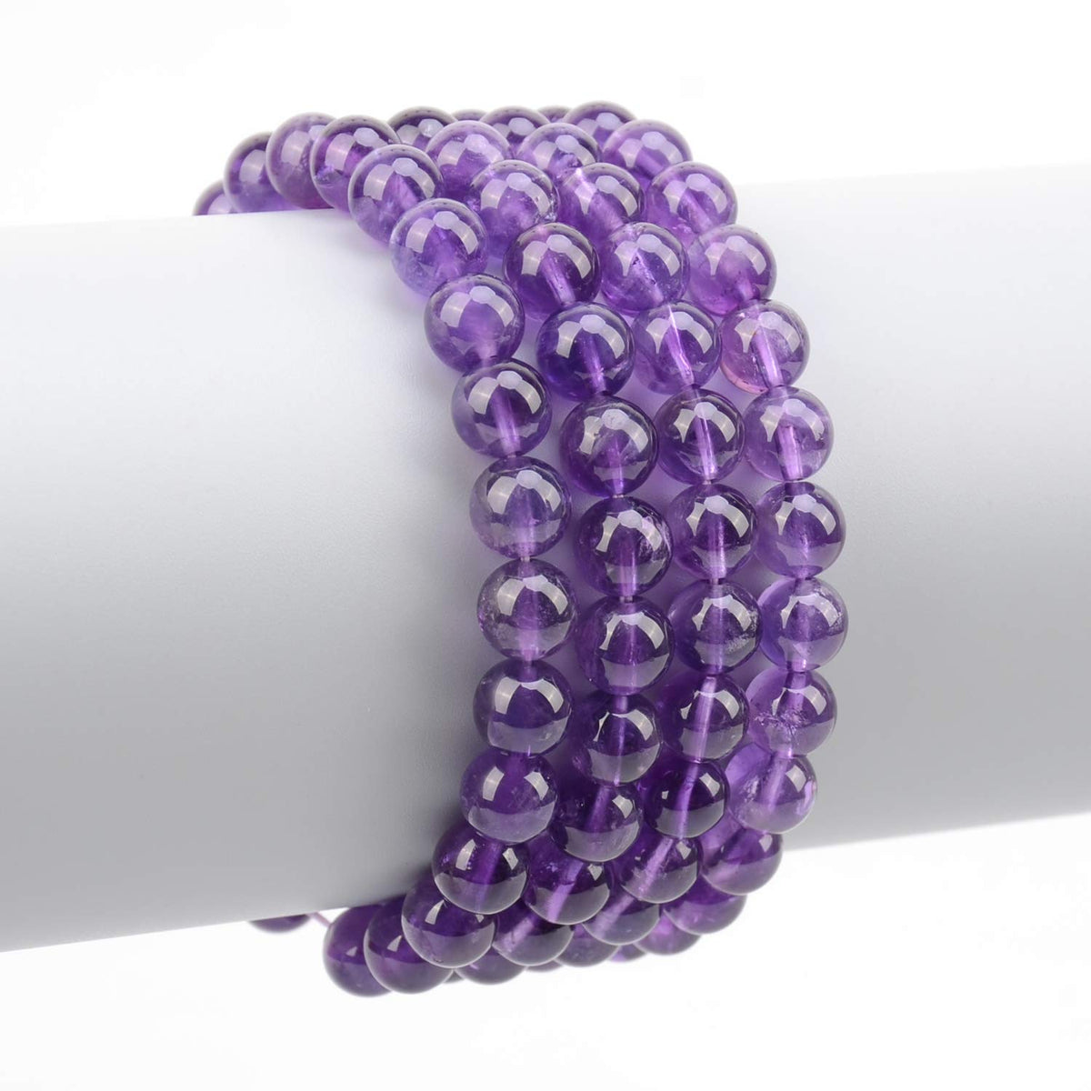 LPBeads 100PCS 8mm Natural Amethyst Beads Gemstone Round Loose Beads for Jewelry Making with Purple Stretch Cord