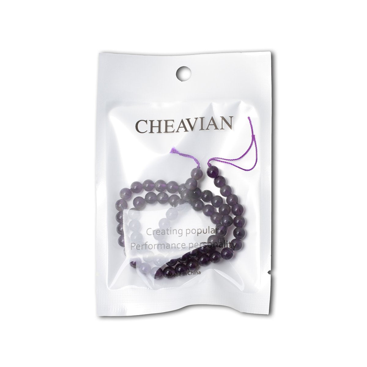 CHEAVIAN 60PCS 6mm Natural Amethyst Gemstone Round Loose Beads Crystal Energy Stone Healing Power for Jewelry Making 1 Strand 15"