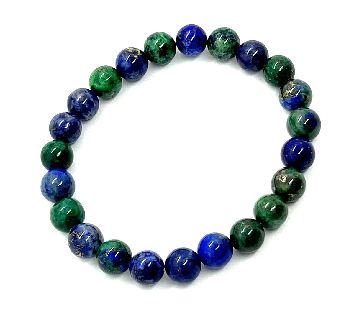 AWAKEN YOUR KUNDALINI Azurite Stretch Bracelet – 8mm Beads, Sagittarius Birthstone & Throat Chakra