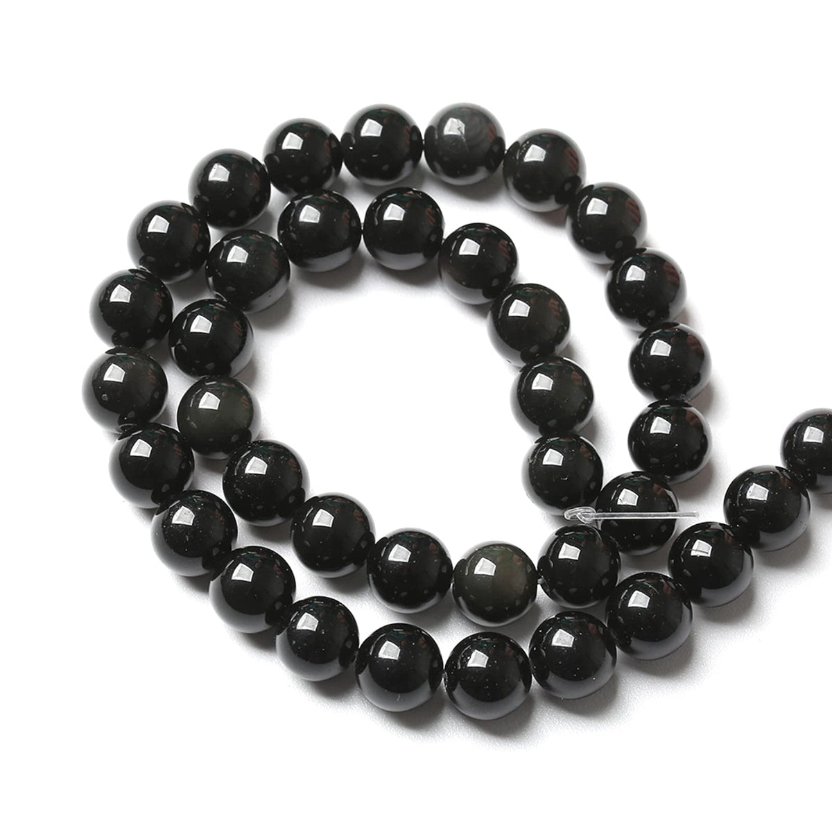 4MM 86PCS Natural Stone Black Obsidian Gemstone Loose Beads for Jewelry Making DIY Bracelet 1 Strand