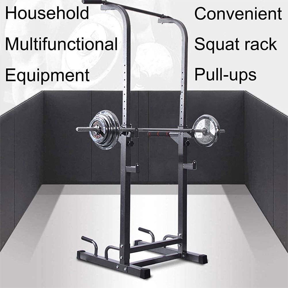 FENOKD Adjustable Squat Rack Pull Up Station Horizontal Bar Home Fitness Equipment Free-Standing Fitness Workout Station, Barbell Rack Home Gym