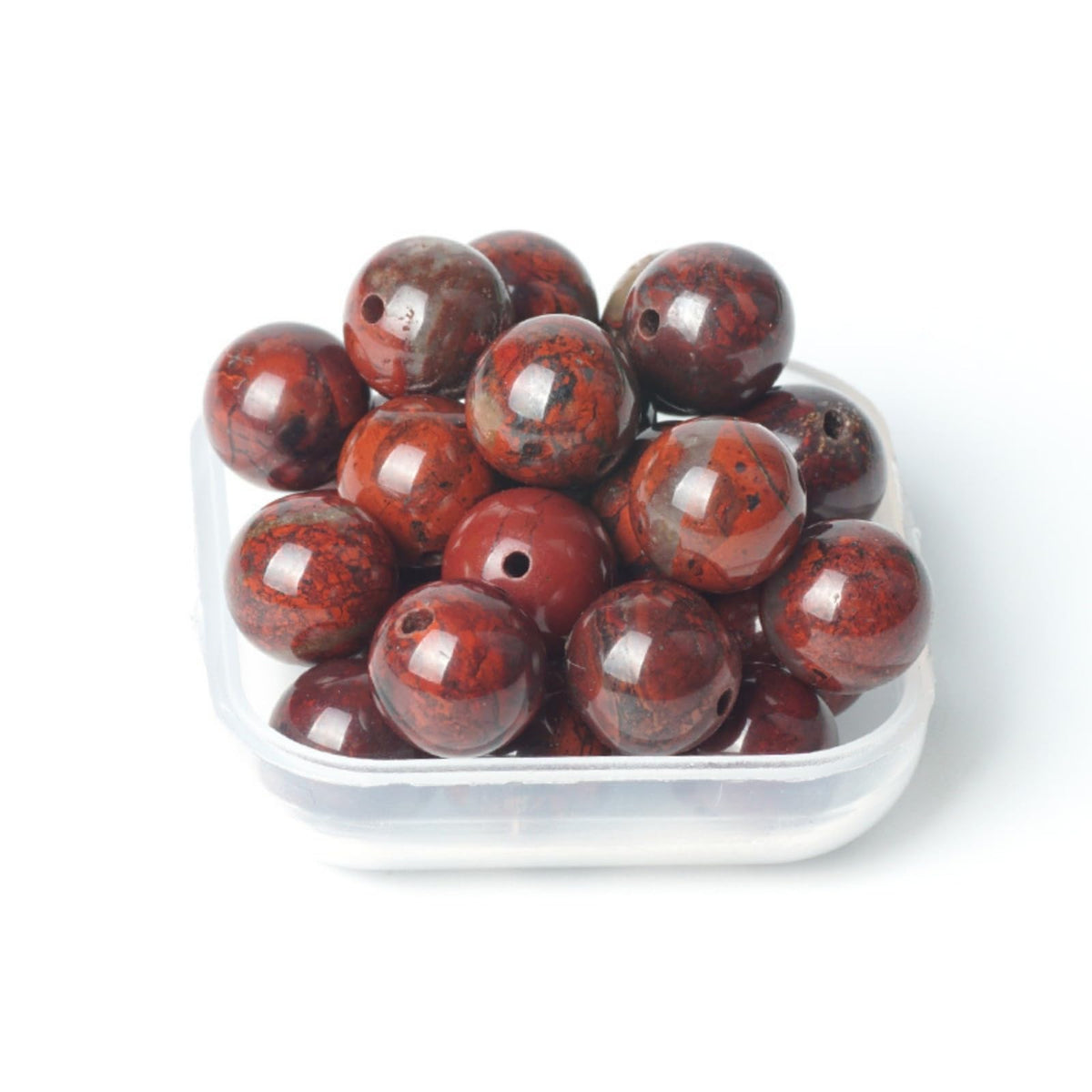 100Pcs Natural Stone 6mm Red Blood Jasper Round Loose Gemstone Energy Healing Beads Hole Size 1mm DIY Smooth Beads for Bracelet Necklace Earrings Jewelry Making