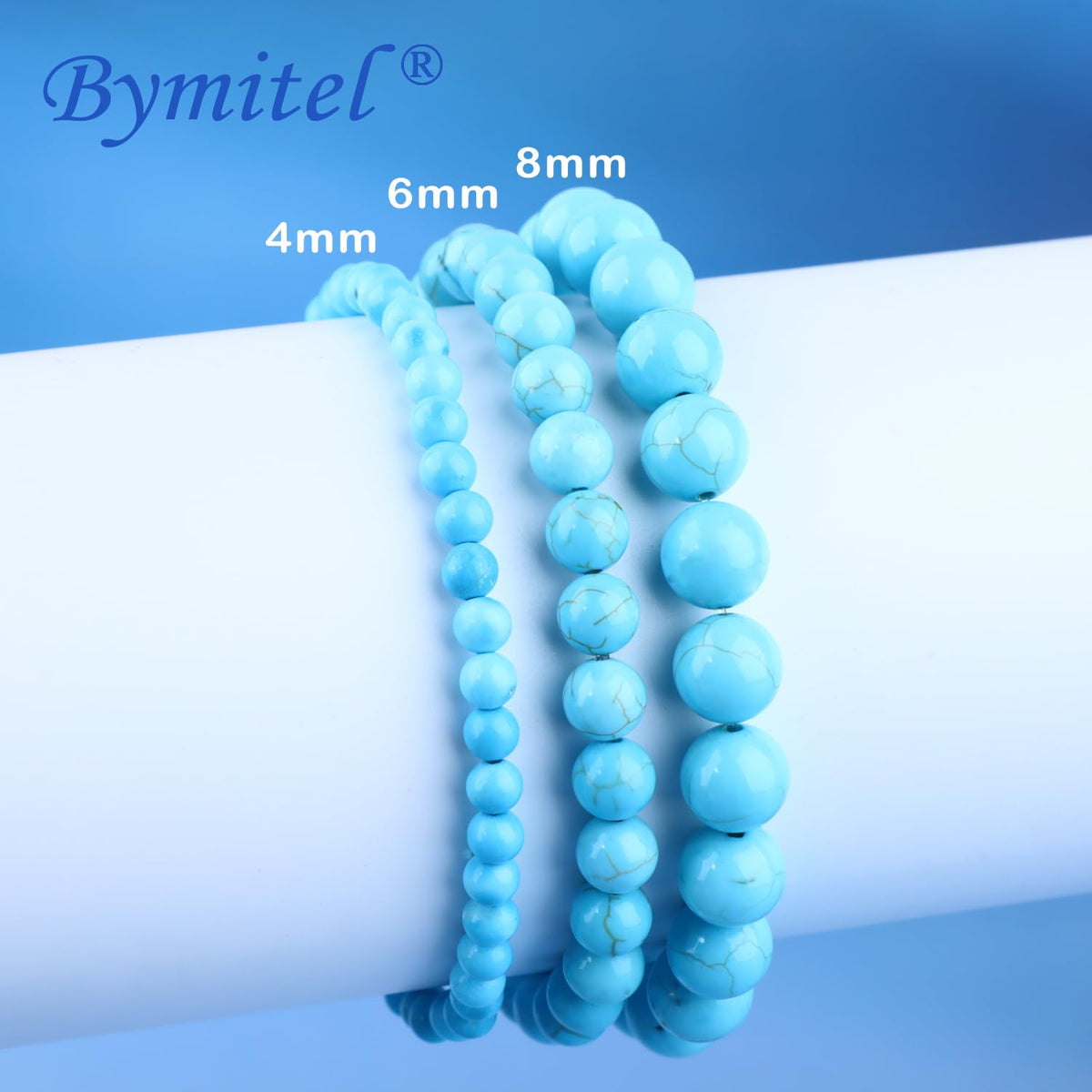 Bymitel 6mm Blue Turquoise - Handmade Reiki Gemstone Stretch Bracelet, Natural Beauty & Spiritual Essence, Crystal Healing for Unisex Adults