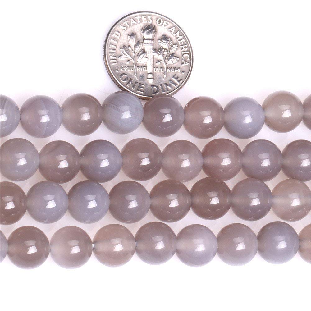 10mm Natural Gray Agate Beads Round Gemstone Loose Beads for Jewelry Making 15" (36-38pcs/strand)