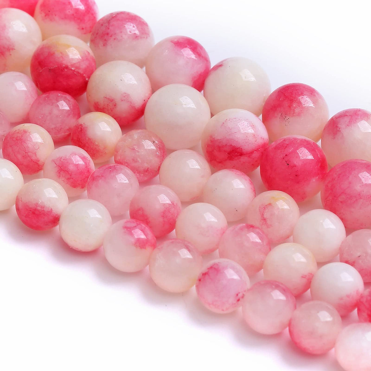 75PCS 10MM Pink Tourmaline Jade 2 Strands Stone Beads for Jewelry Making DIY Bracelet Necklace