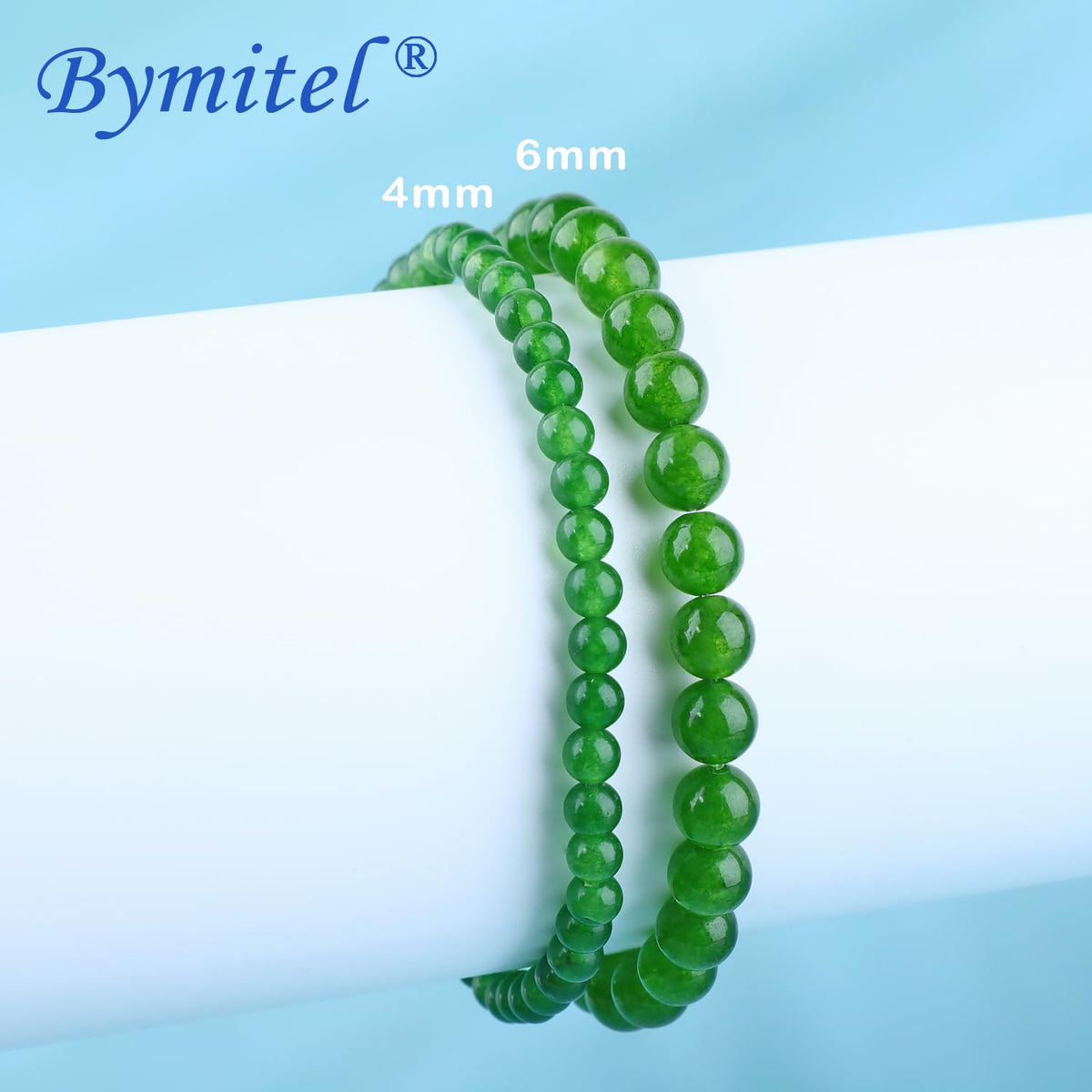 Bymitel 6mm Green Jade - Handmade Reiki Gemstone Stretch Bracelet, Natural Beauty & Spiritual Essence, Crystal Healing for Unisex Adults