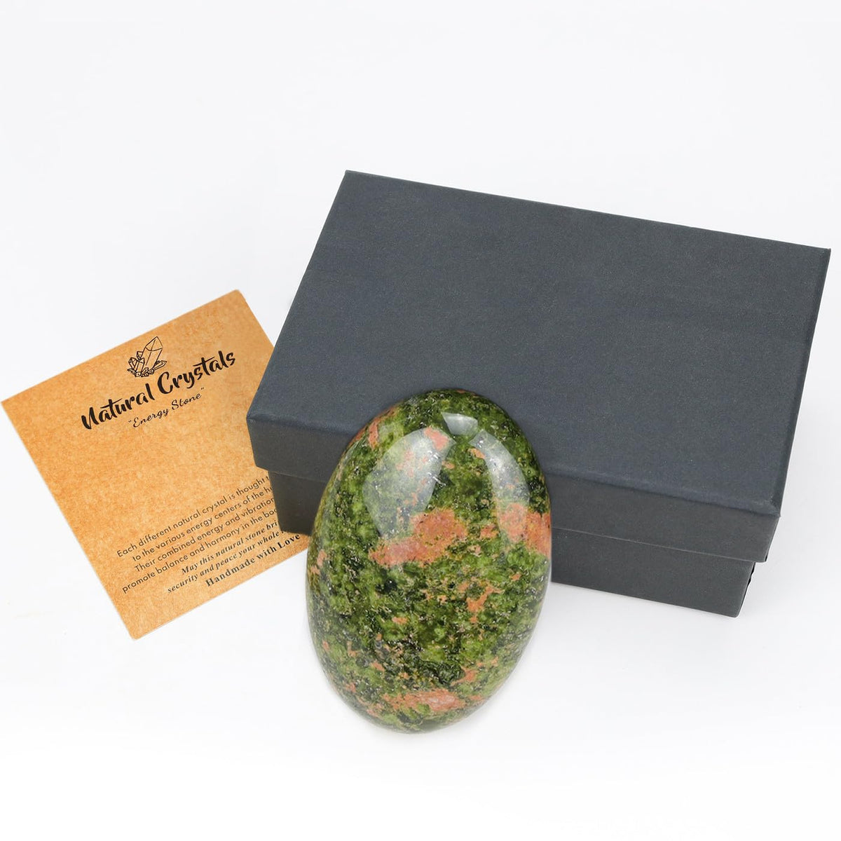 MAIBAOTA 2.4" Large Unakite Crystal Stone Polished Palm Stone Healing Crystals 0.7" Thick Natural Reiki Gemstone Worry Stone Energy Balancing Anxiety Stress Relief Meditation 1 Pc