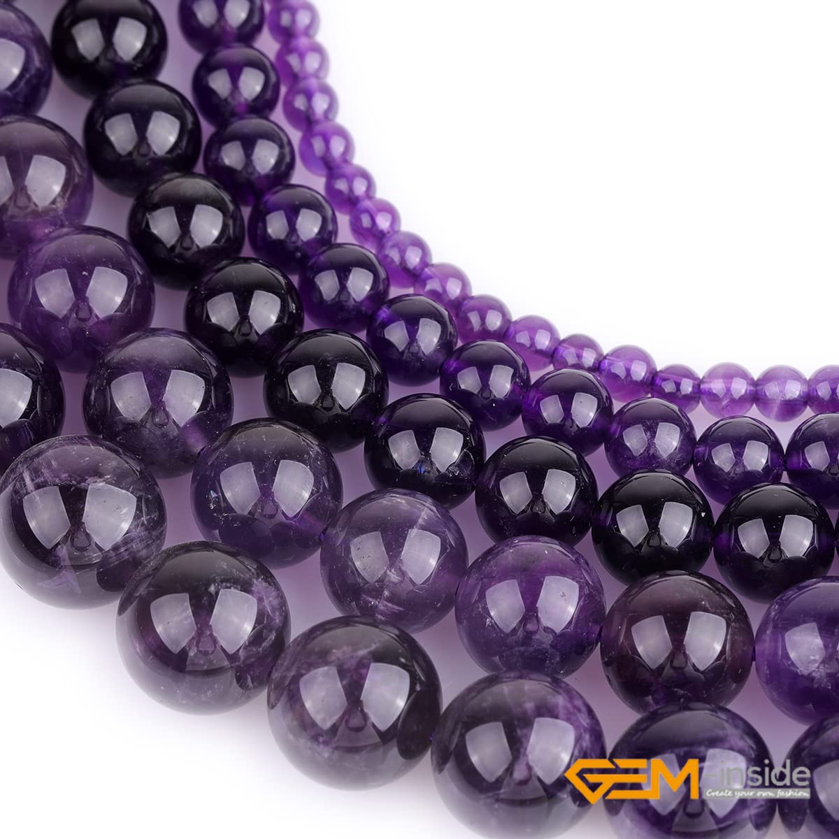 GEM-Inside Natural 8mm Amethyst Gemstone Loose Beads Round Crystal Energy Stone Power for Jewelry Making 15"