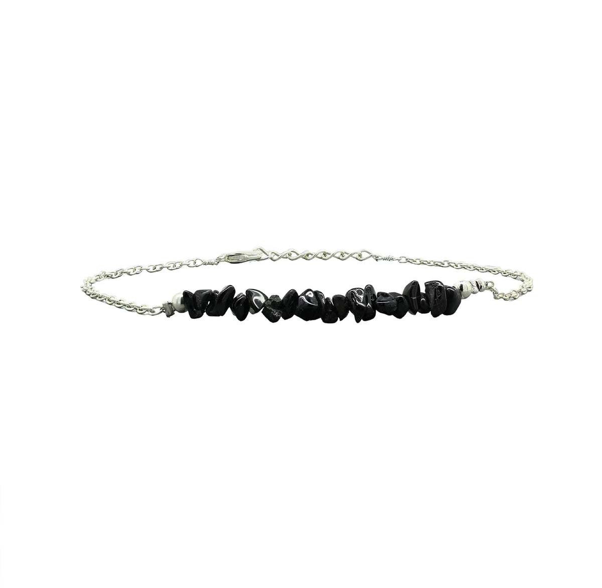 Gempires Natural Gemstone Chip Bar Bracelet for Women, Crystal Healing Bracelet, Multiple Gemstone Options, Adjustable Yellow Gold Plated Chain (7β + 1β Extender), Dainty Stackable Jewelry Gift for Her (Black Tourmaline)
