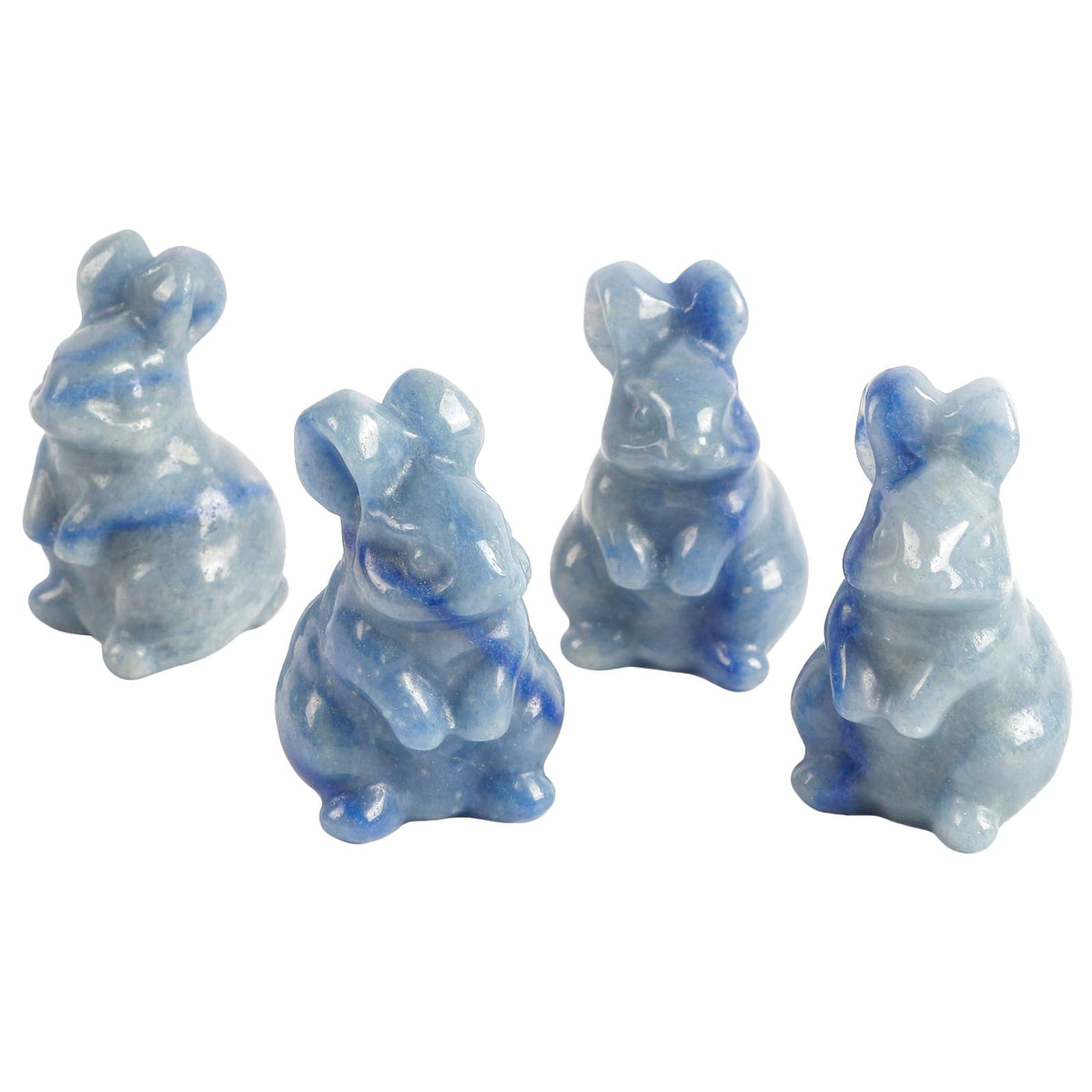Loveliome Rabbit Crystal Decor Figurines, 2 Inches Natural Healing Stones Hand Carved Sculpture Ornaments Colletctible, Blue Aventurine
