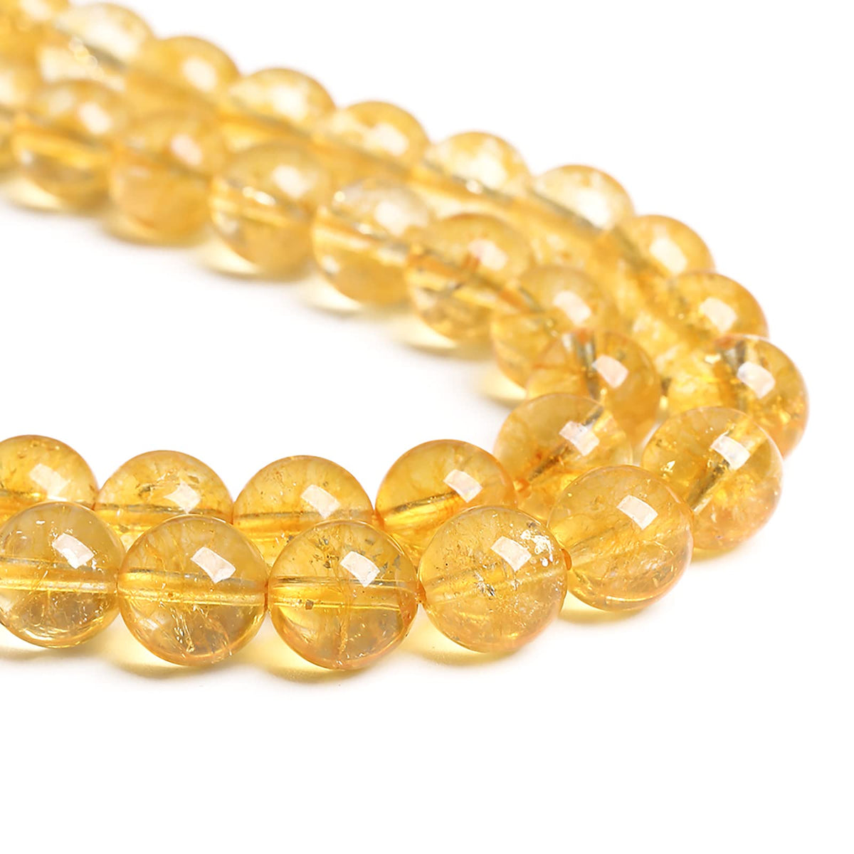 10MM 36PCS Natural Citrine Yellow Quartz Crystal Round Spacer Loose Beads for Jewelry Making 15 inches DIY Bracelet Necklace