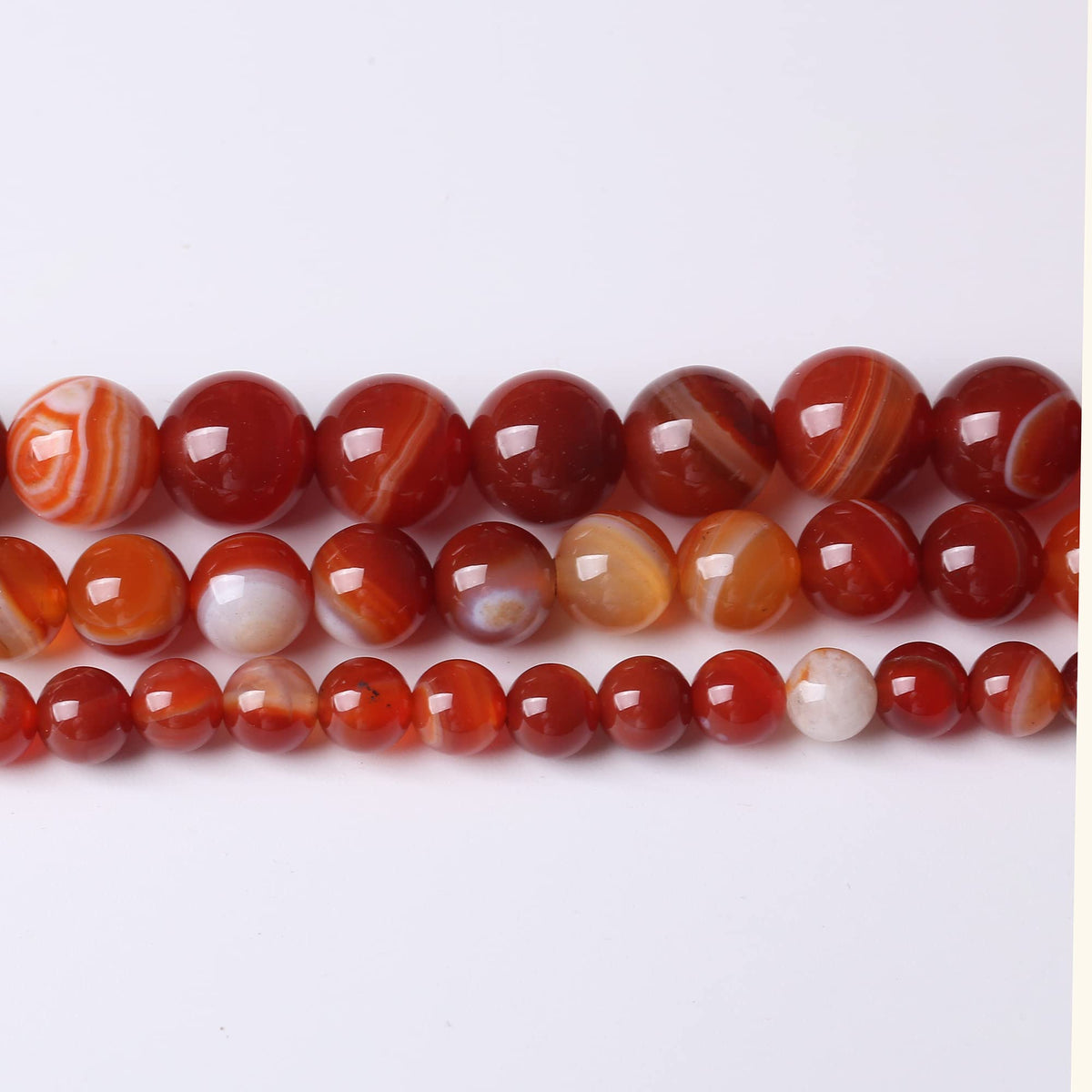 8MM Red Carnelian Stripe Agate Round Loose Beads Natural Gem Beads Crystal Energy Stone Beads for Jewelry Making DIY Bracelet Necklace