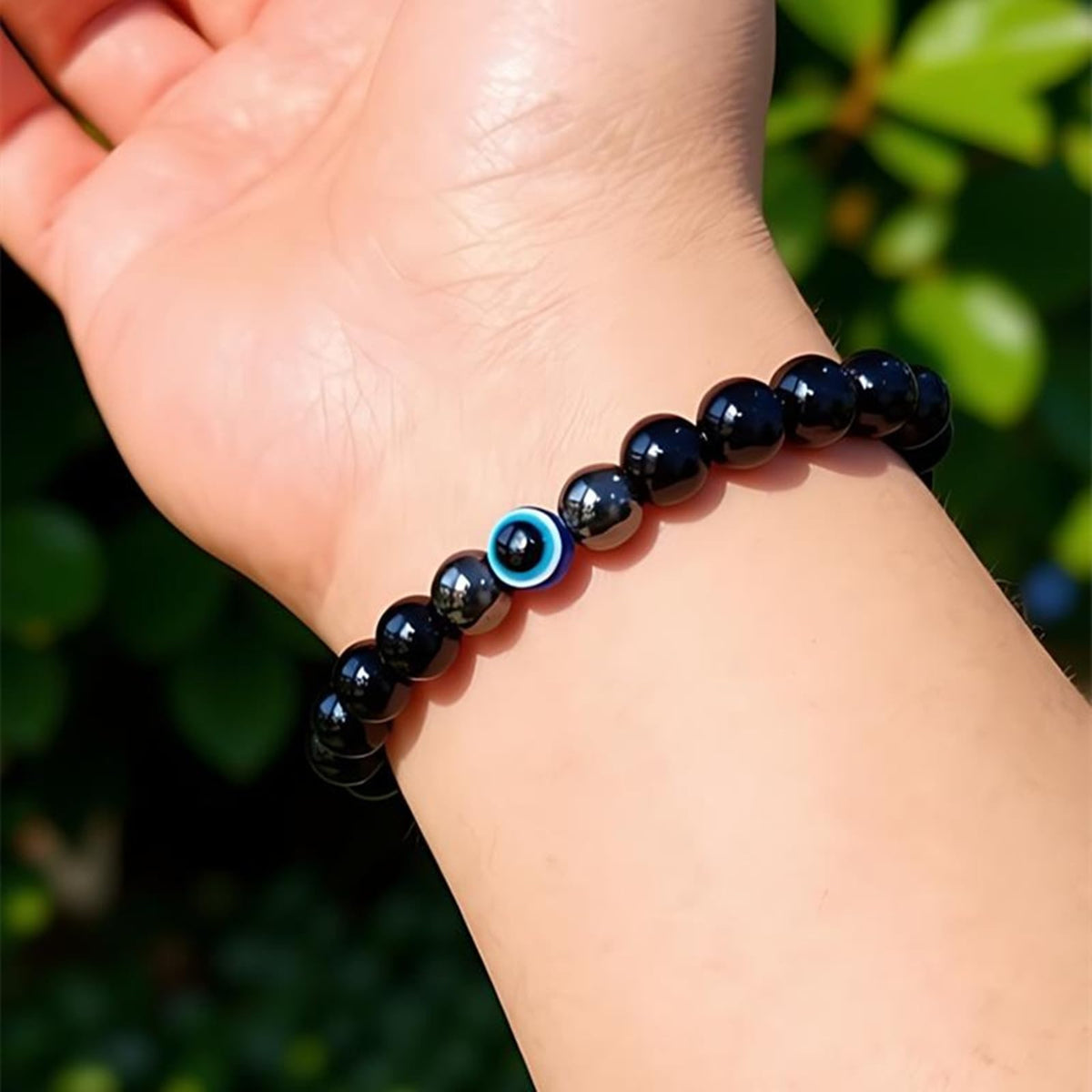 WEFRIN Evil Eye with Hematite Black Obsidian Tiger Eye Stone Triple Protection Bracelets for Men Women, Crystal Jewelry Stone Bracelets Bring Luck and Prosperity and Happiness (D-8mm(d))
