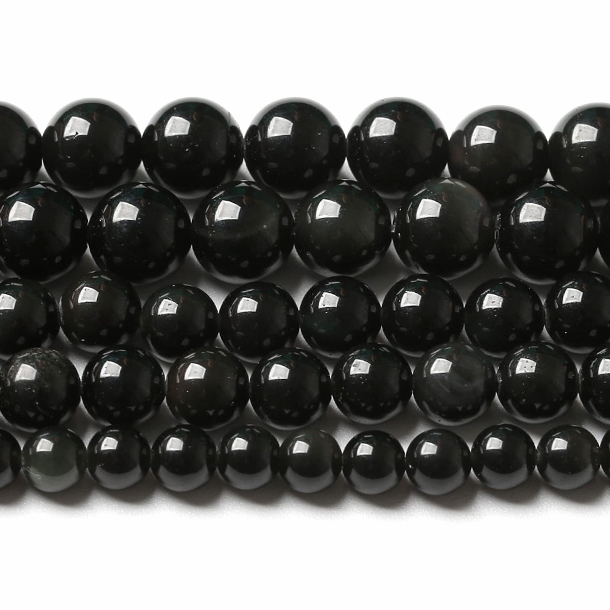 12MM 32PCS Natural Stone Black Obsidian Gemstone Loose Beads for Jewelry Making DIY Bracelet 1 Strand
