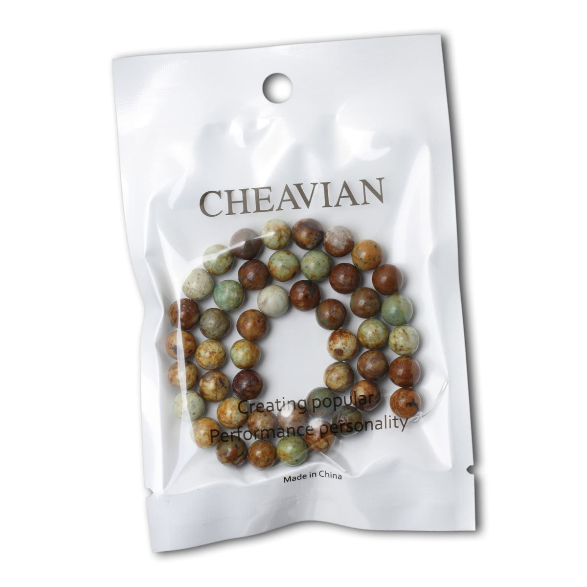 CHEAVIAN 45PCS 8mm Natural Peacock Turquoise Gemstone Round Loose Beads for DIY Bracelet Necklace Earrings Jewelry Making 1 String 15 Inches
