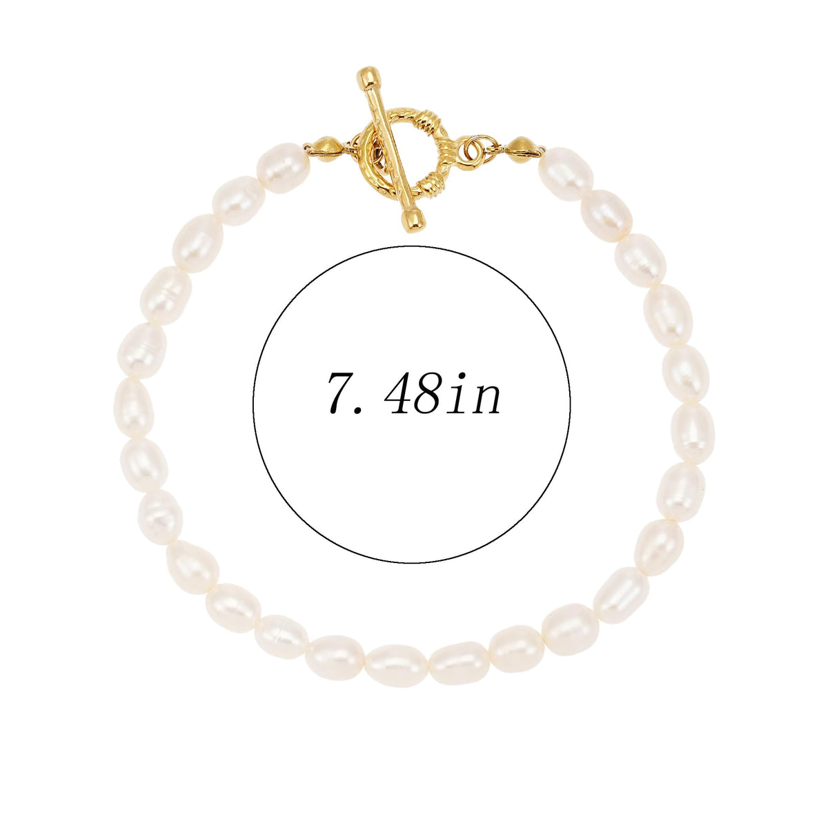 Sylph 5mm Pearl Bracelets for Women, Baroque Pearl Beaded Bracelet Beach Jewelry Bride Gifts for Wedding Birthday Anniversary, 7 Inch