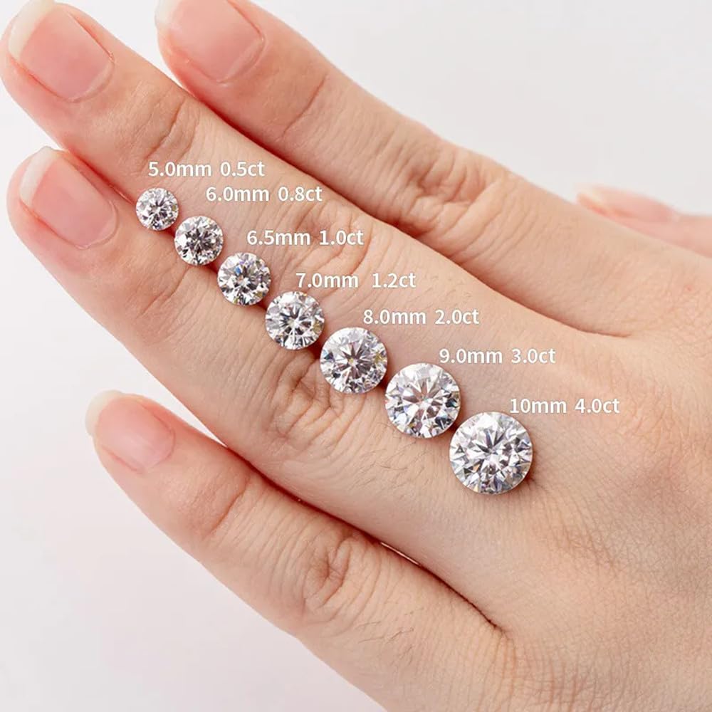 Ningxun 11 Colors Loose Moissanite Stones 5-10mm 1ct 2ct Round Brilliant VVS1 Moissanite Gemstones With GRA Certificate For Jewelry Making (Garnet Color, 6.5mm 1ct)