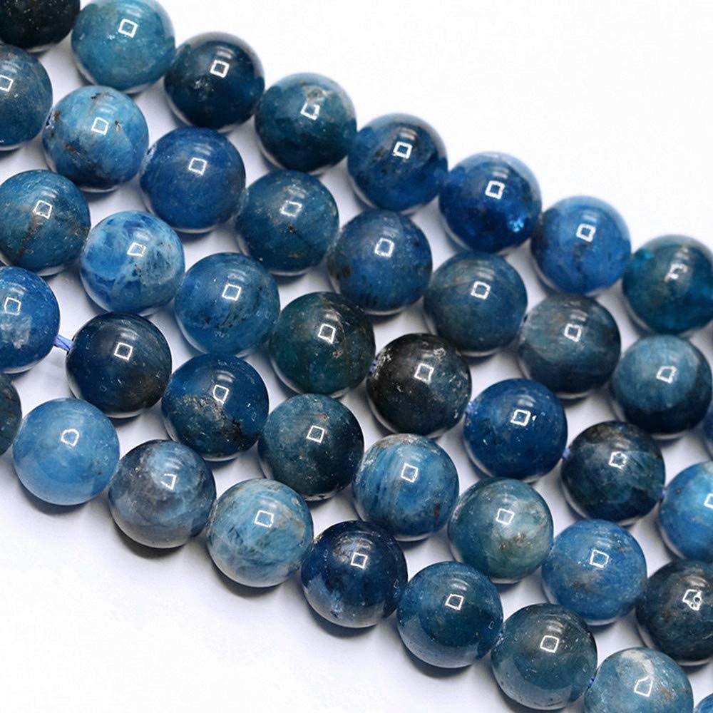 PLTbeads Natural Gemstone Loose Beads Smooth Round Approxi 15 inch DIY Bracelet Necklace for Jewelry Making (6mm, Blue Apatite)