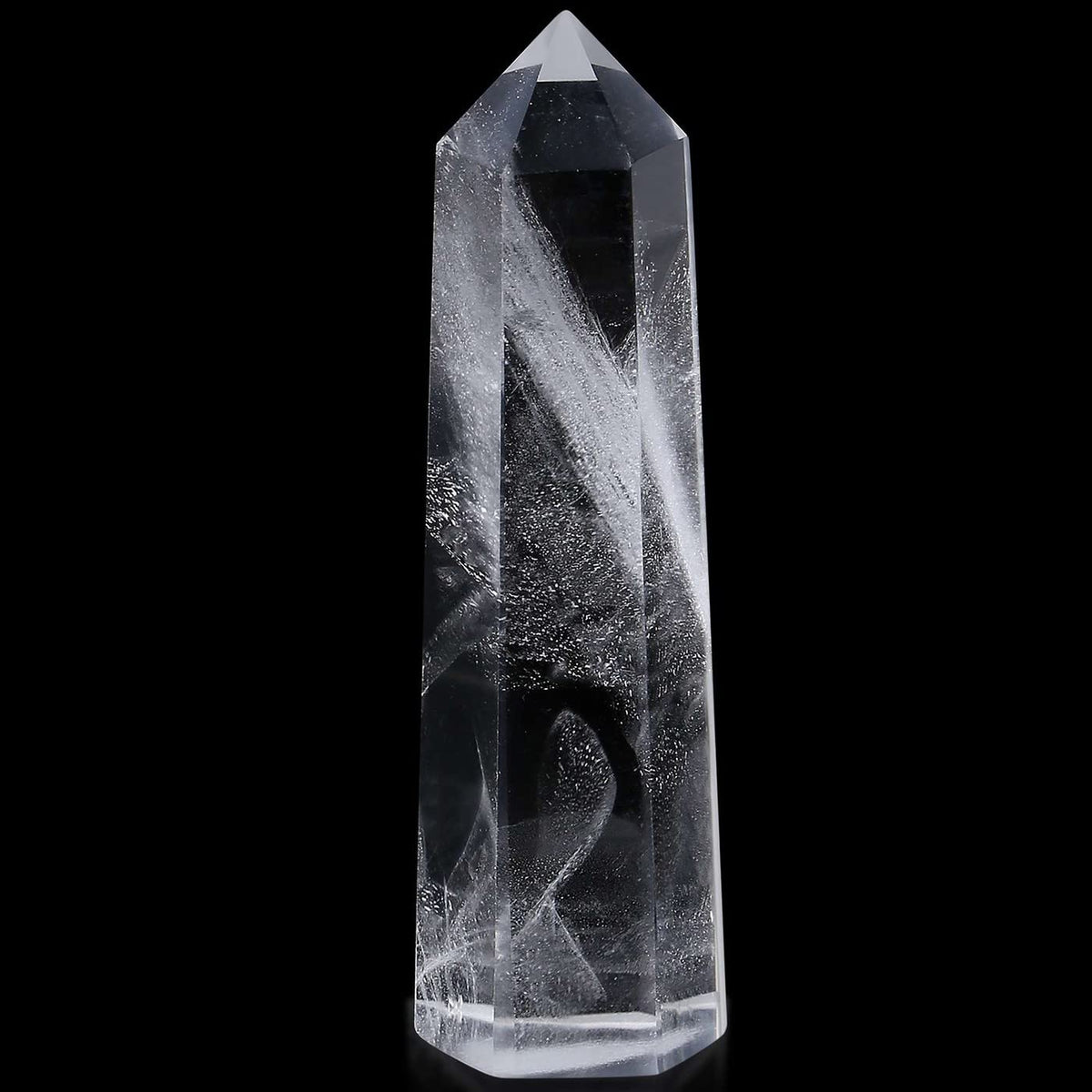 LAIDANLA Clear Quartz Healing Crystals Wands 3.5-4" Polishing Natural Reiki Energy Wand Stone Hexagonal Point Large Crystal Gemstones for Meditation Therapy Crystal Grid Decoration 1Pcs